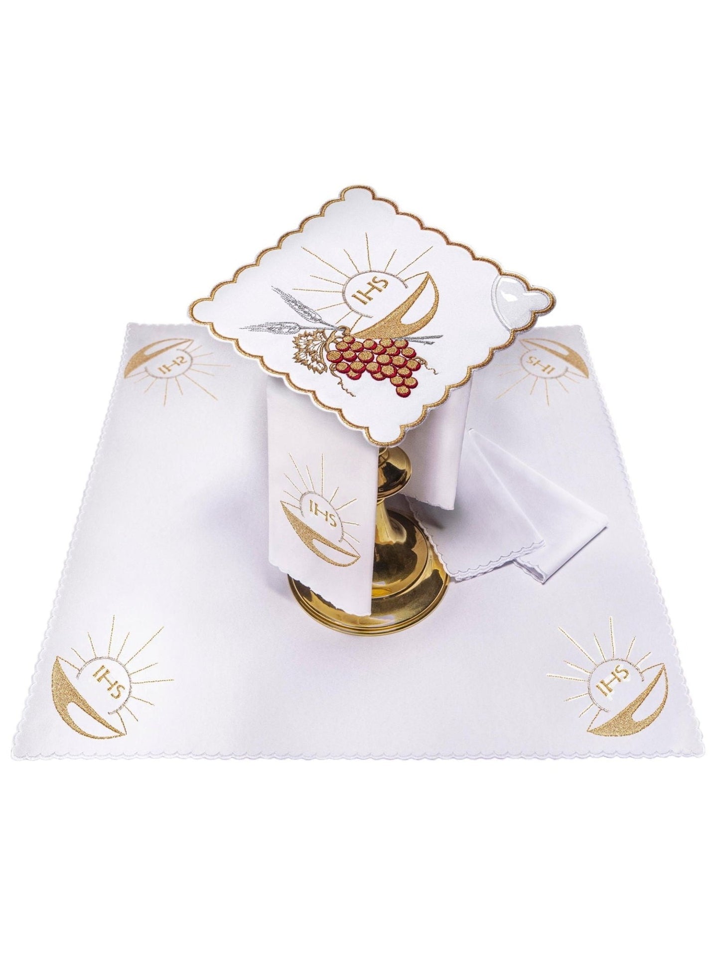 Bielizna Kielichowa Złota z Haftem Kielicha Eucharystycznego - alba.pl