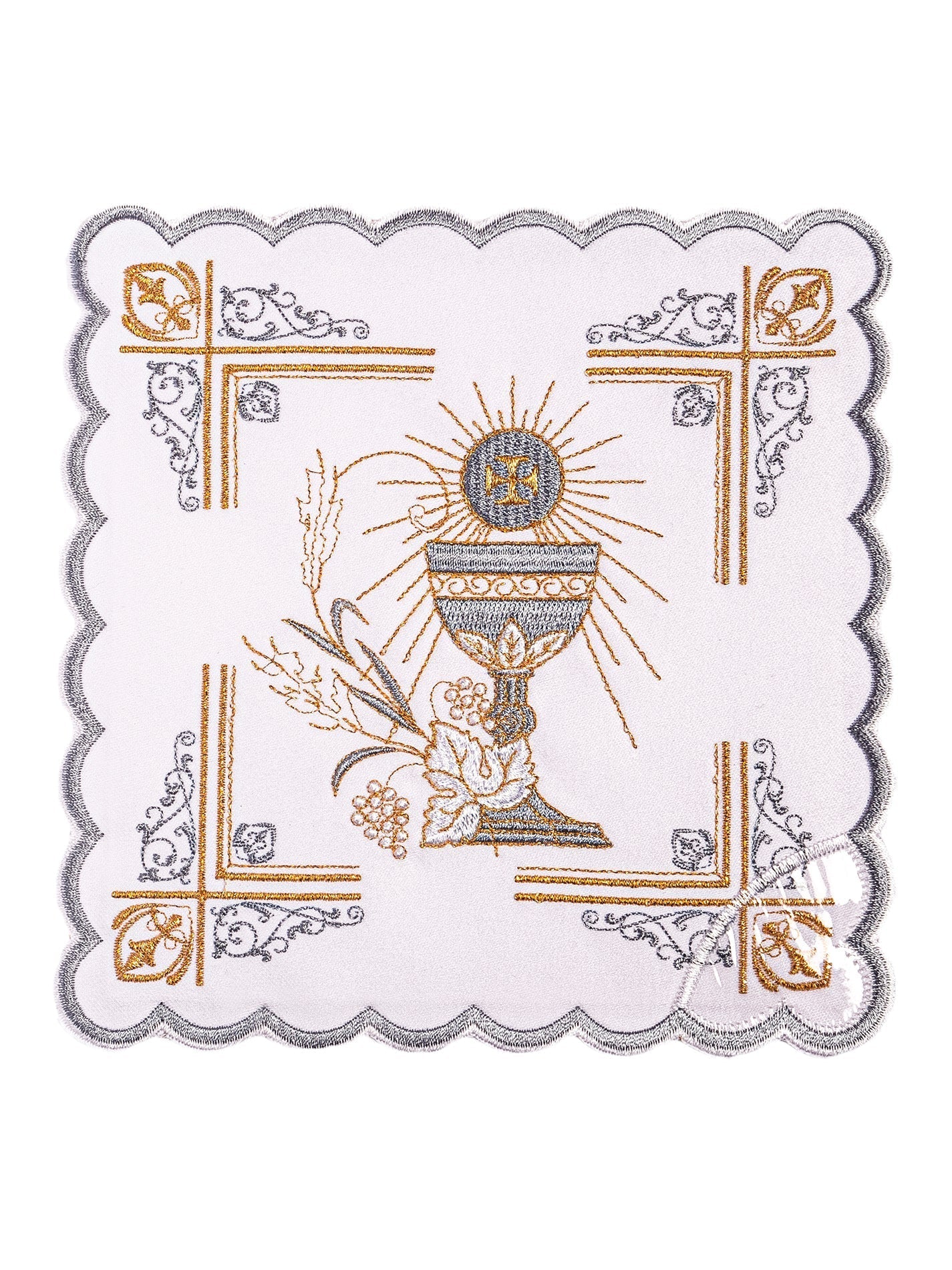 Bogato Zdobiona Bielizna Kielichowa z Haftem Eucharystycznym - alba.pl