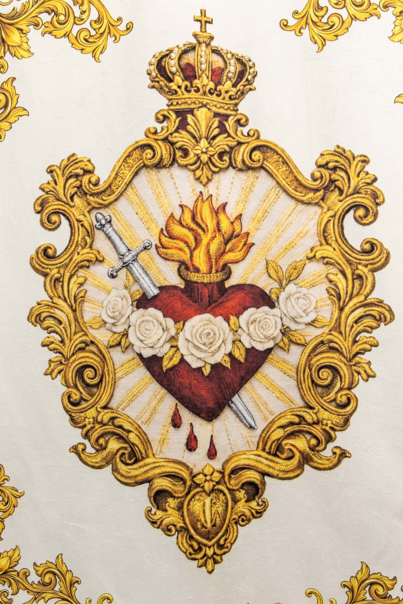 Chorągiew maryjna drukowana dwustronna z symbolem Serca i monogramem - alba.pl