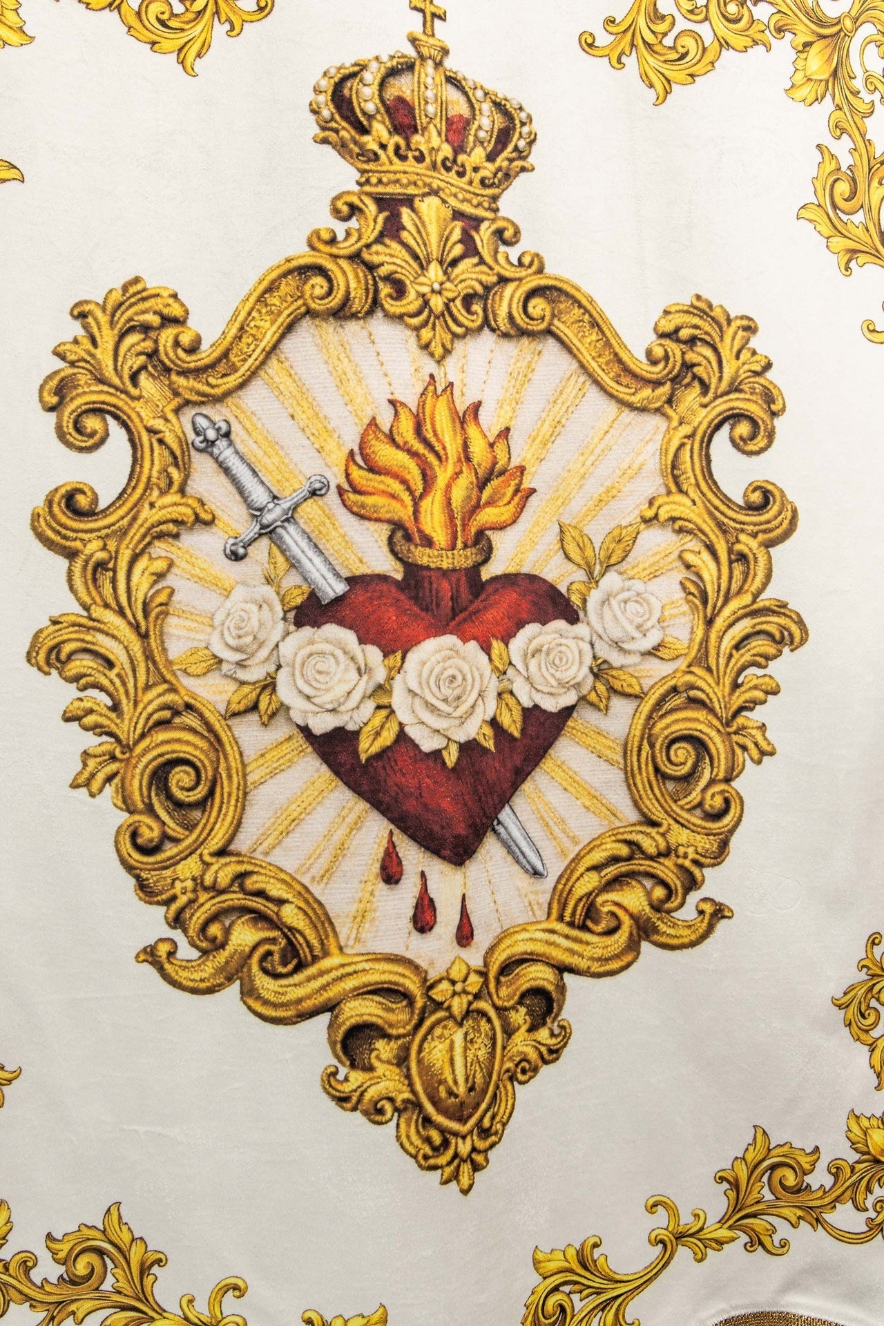Chorągiew maryjna drukowana dwustronna z symbolem Serca i monogramem - alba.pl
