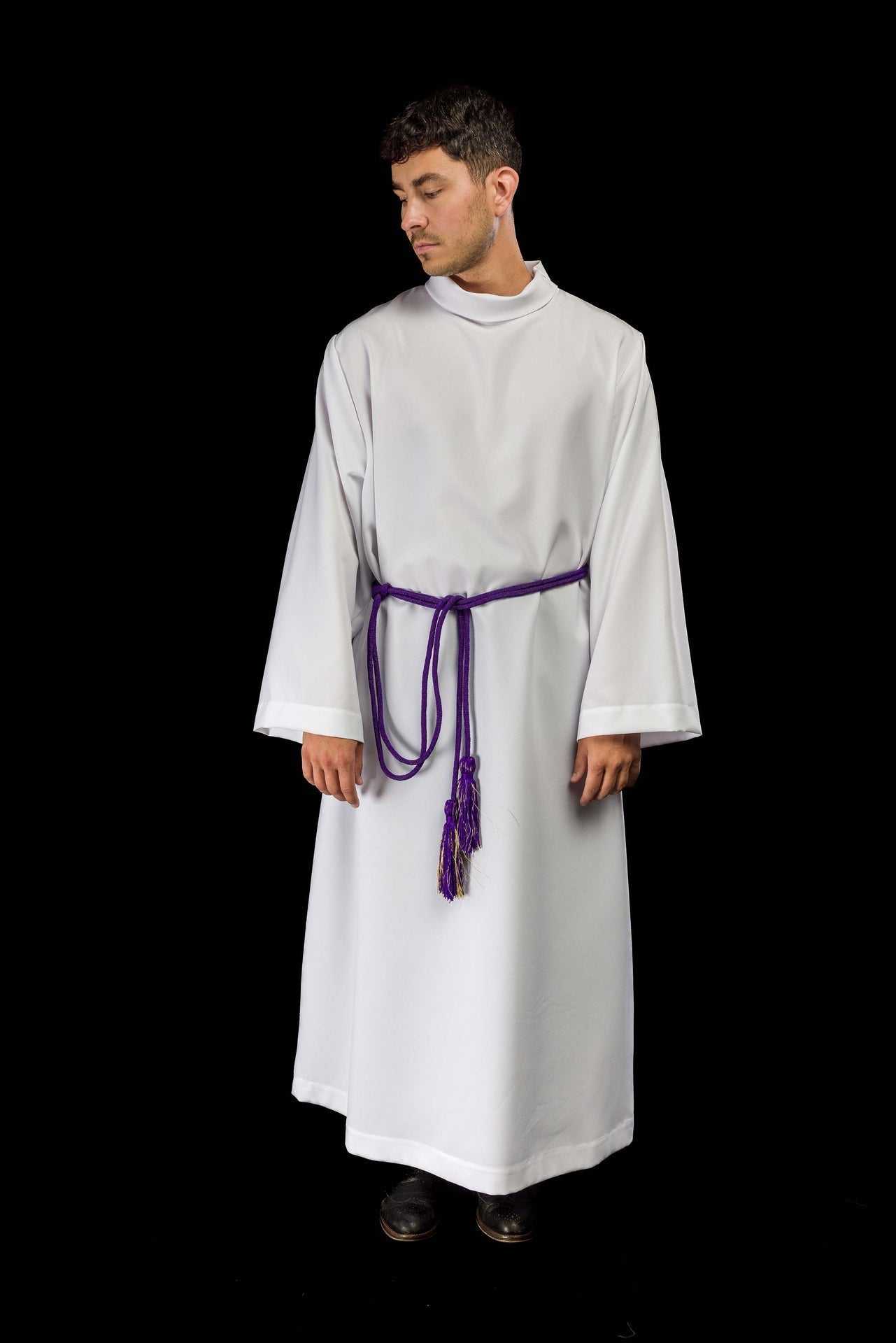 Cingulum Liturgiczne Fioletowe Plecione z Chwostami Premium - alba.pl