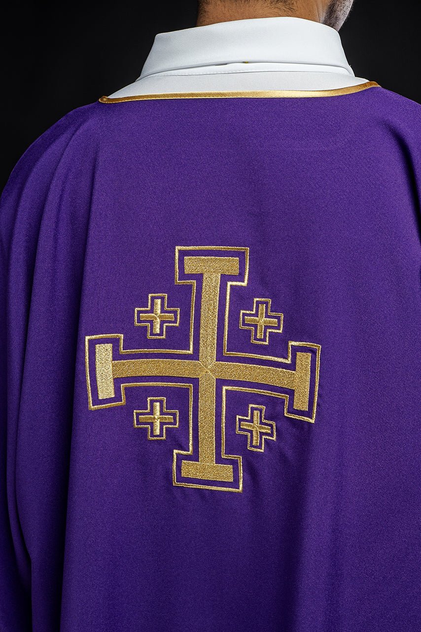 Fioletowa Dalmatyka Liturgiczna ze Złotym Krzyżem - Alba.pl - alba.pl