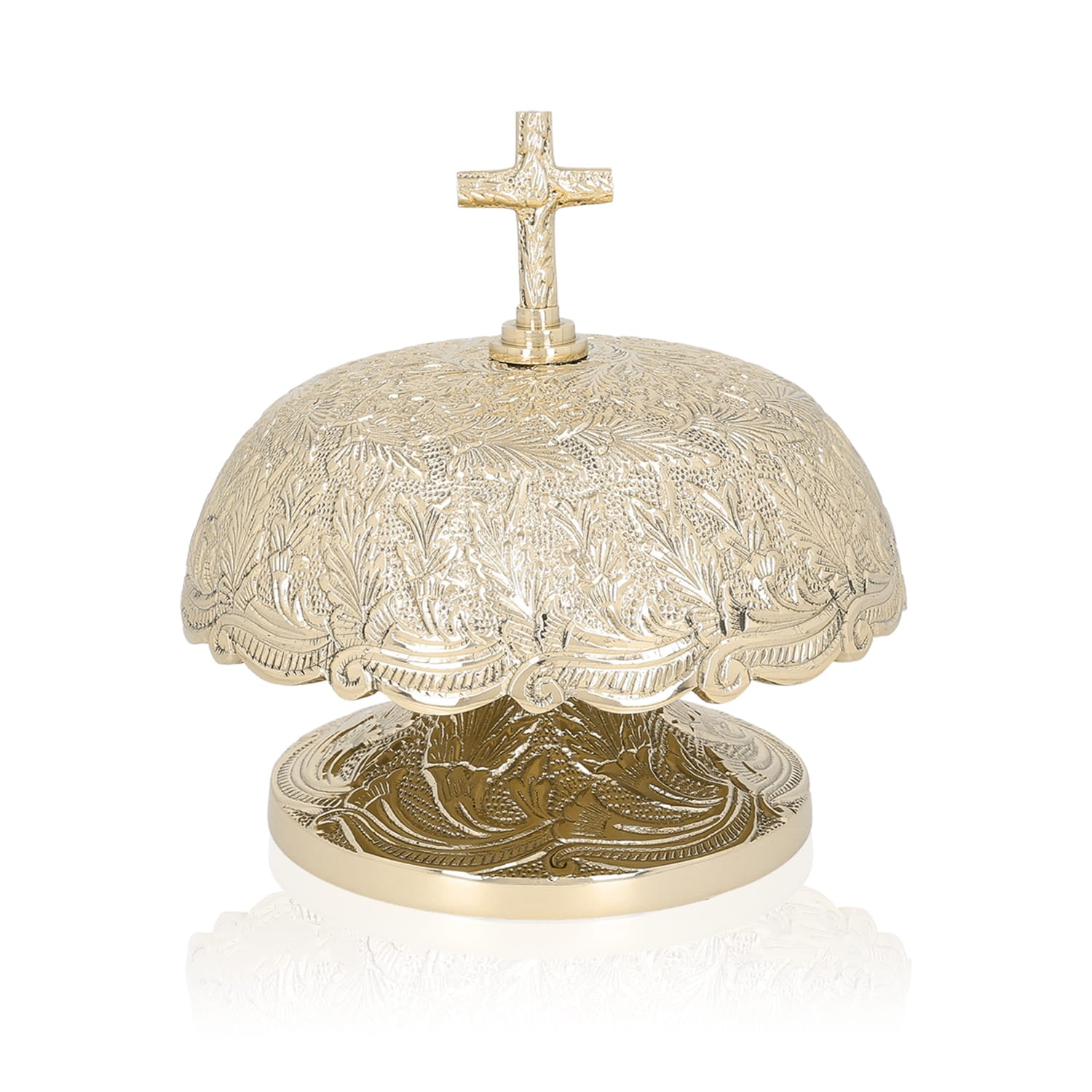 Gong Mosiężny Liturgiczny z Drewnianym Młotkiem - Ornamenty Roślinne - alba.pl