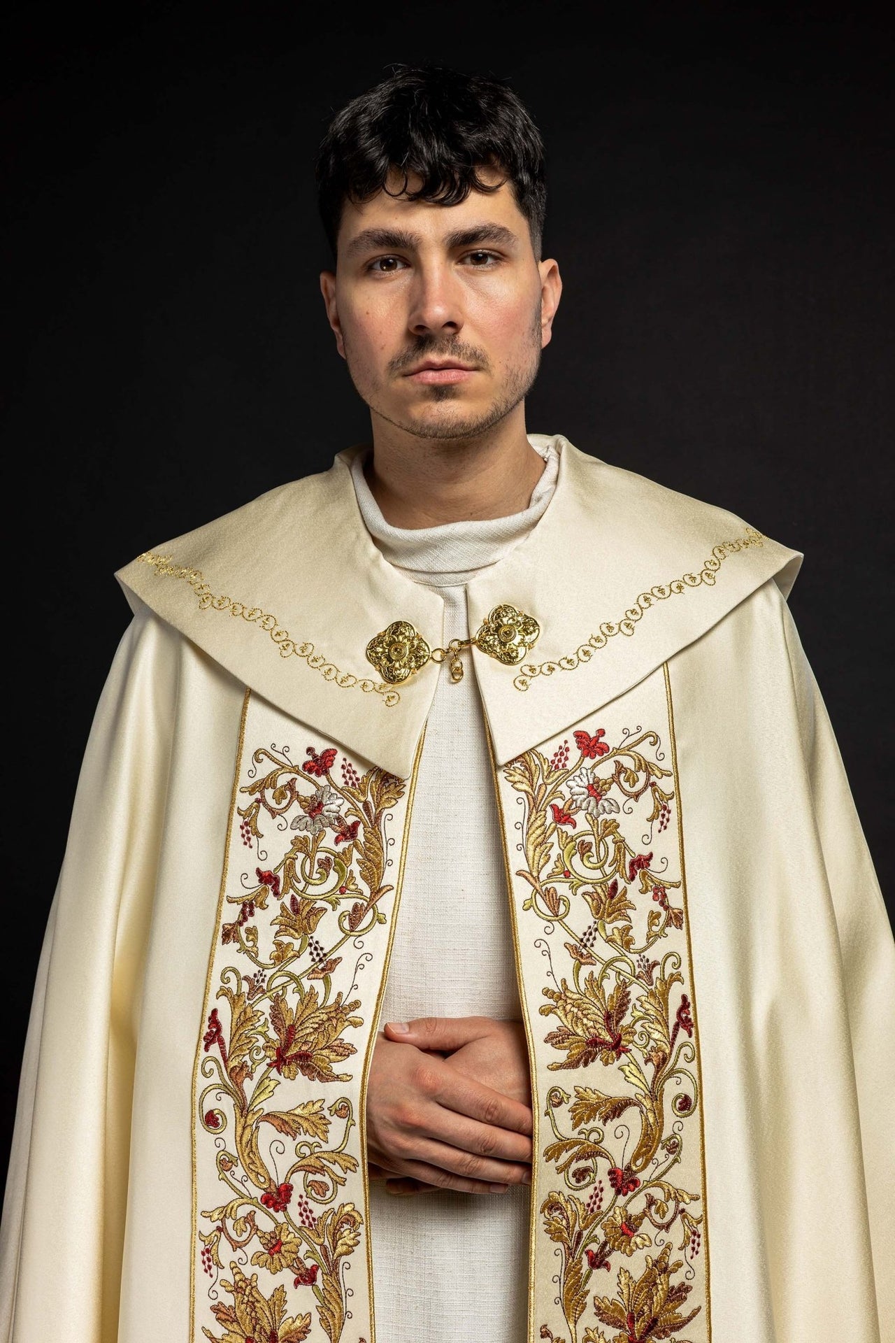 Kapa Eucharystyczna Ecru z Monogramem PAX - Satyna Nabłyszczana - alba.pl