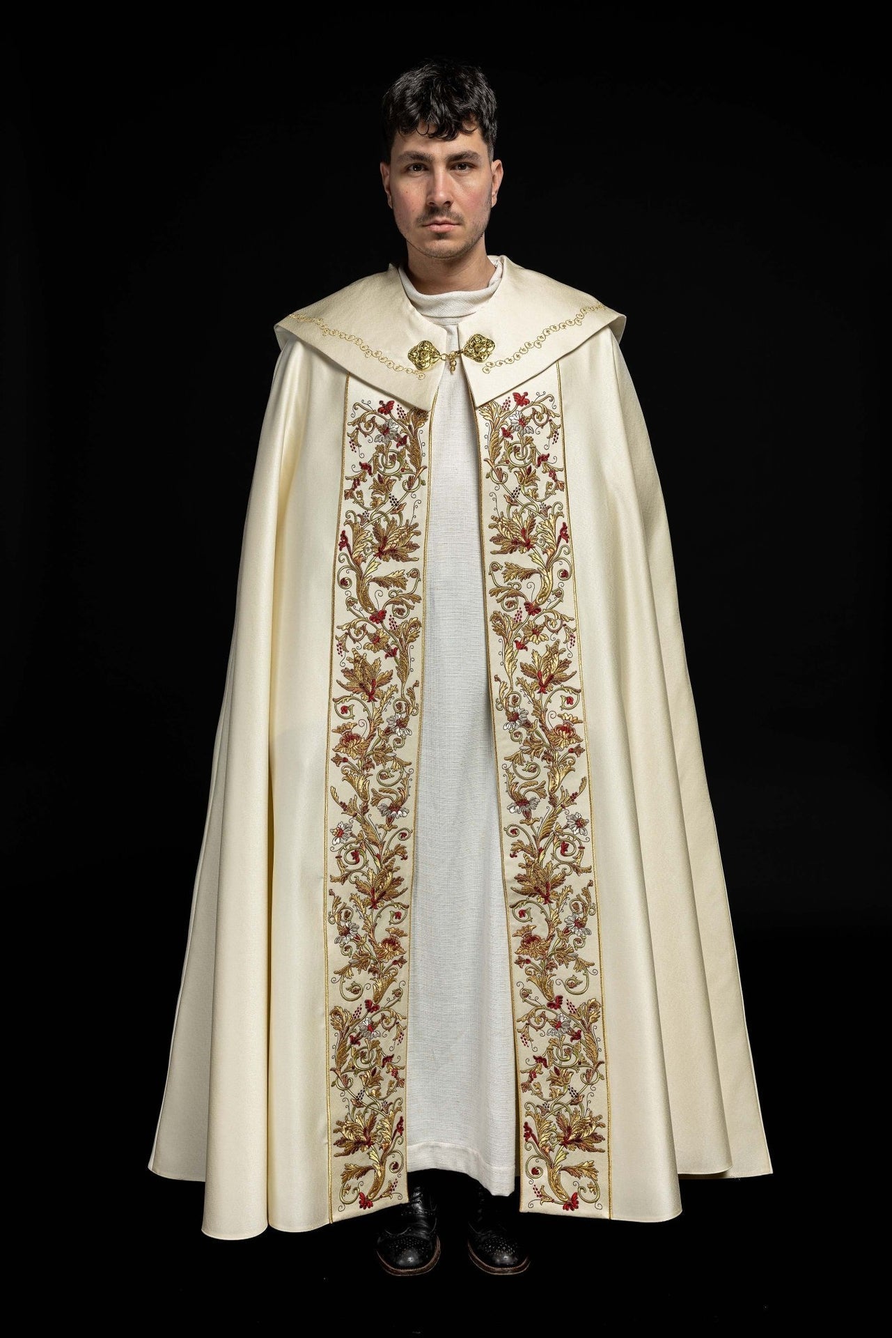 Kapa Eucharystyczna Ecru z Monogramem PAX - Satyna Nabłyszczana - alba.pl