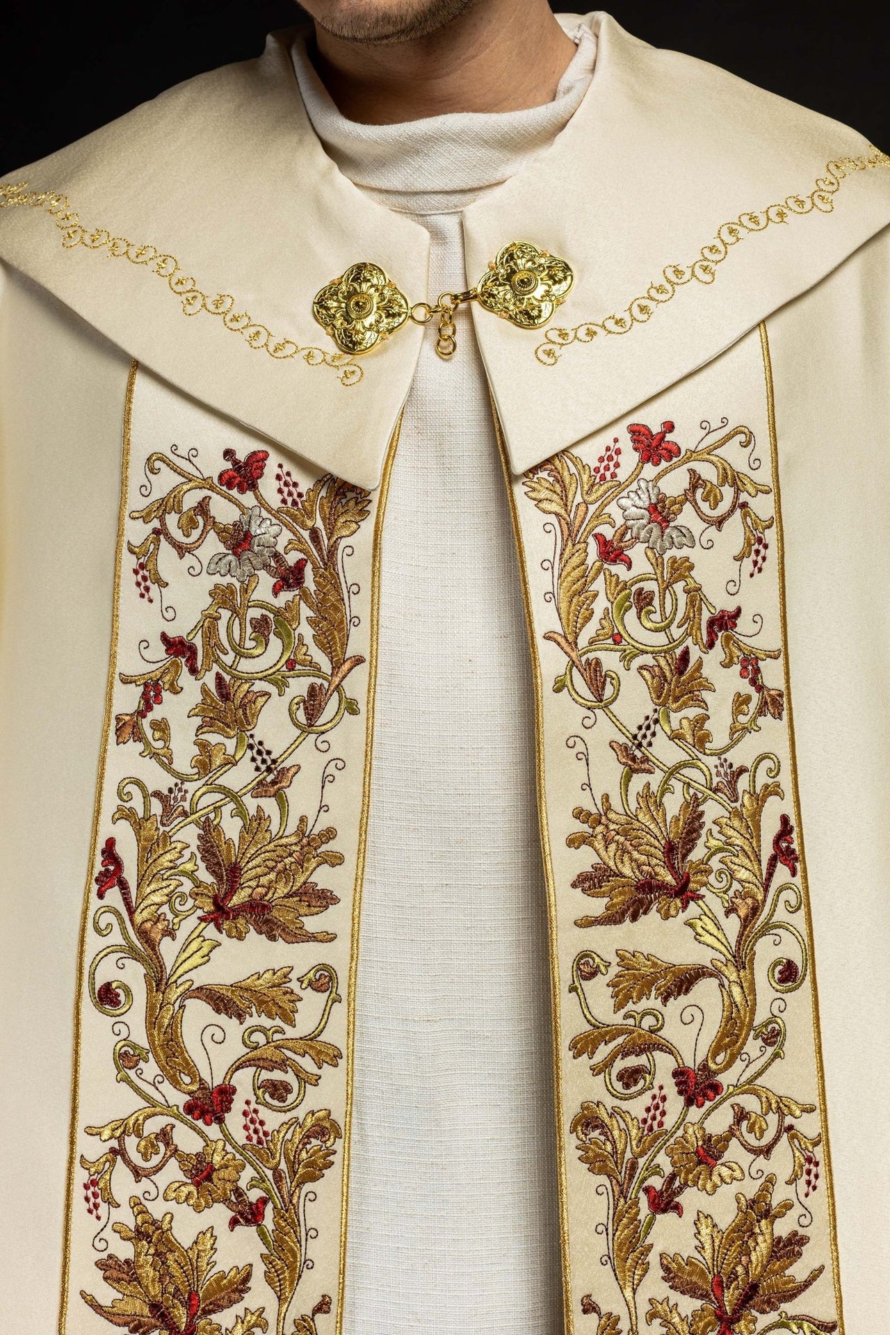 Kapa Eucharystyczna Ecru z Monogramem PAX - Satyna Nabłyszczana - alba.pl