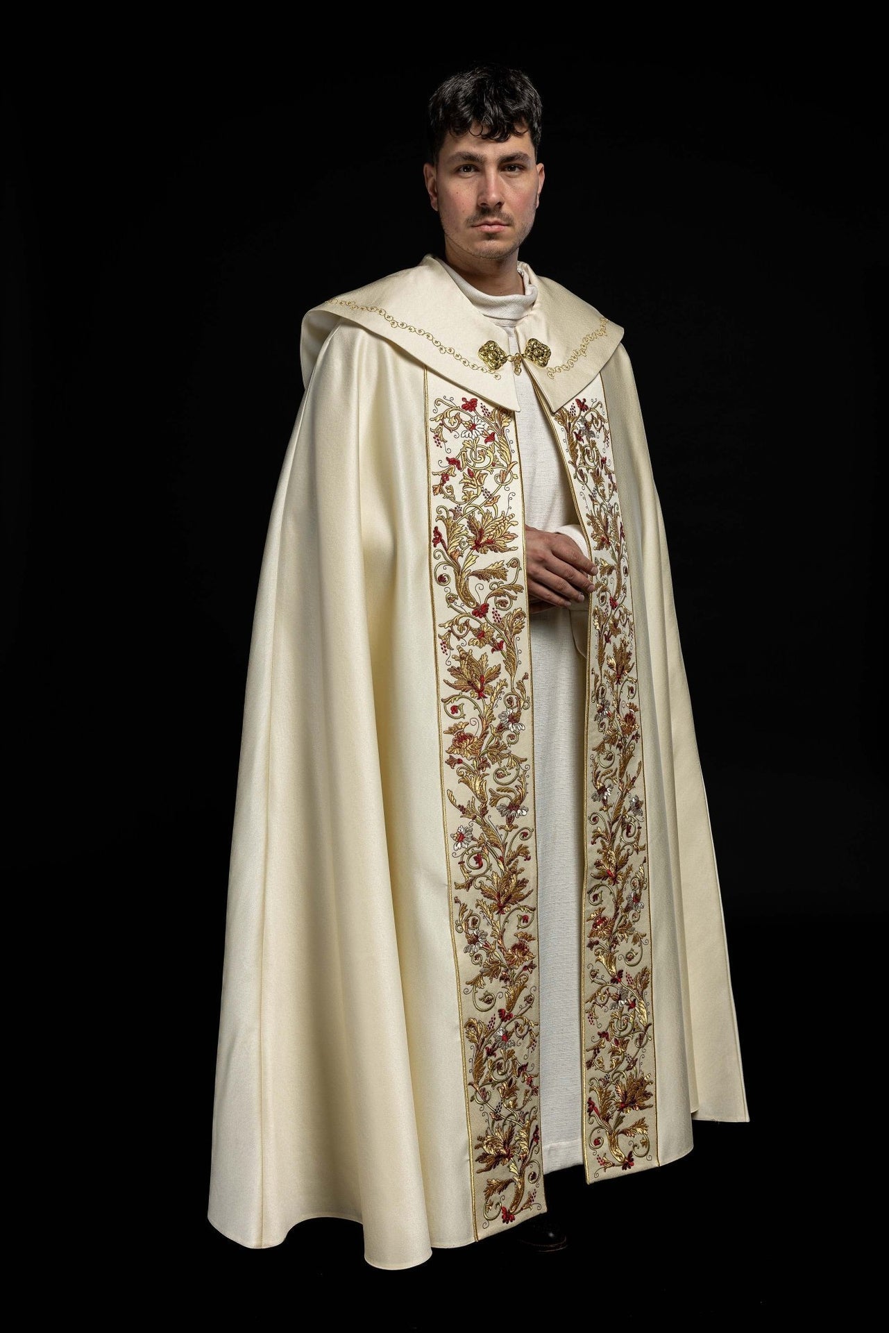 Kapa Eucharystyczna Ecru z Monogramem PAX - Satyna Nabłyszczana - alba.pl