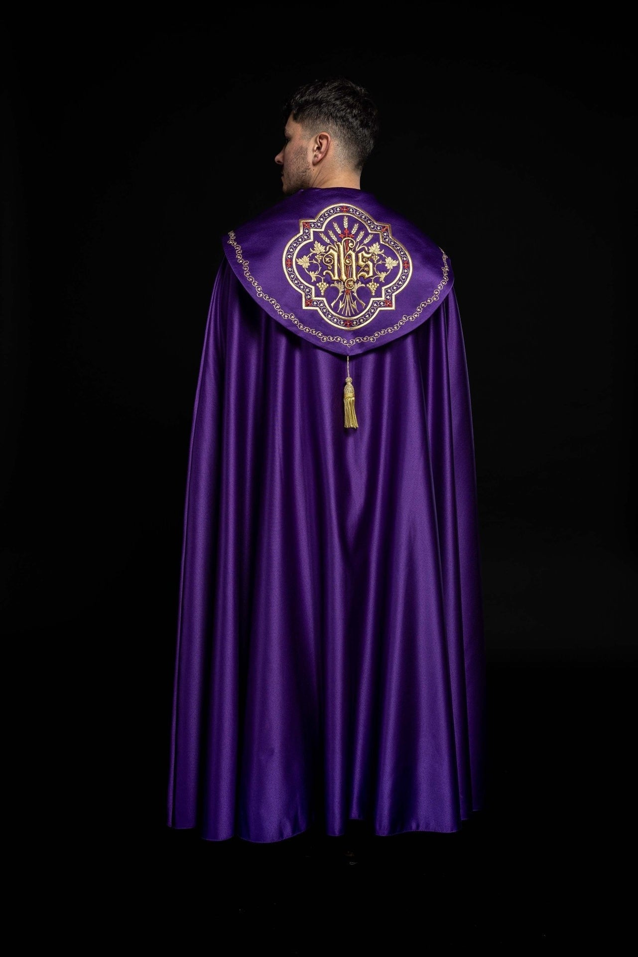 Kapa Eucharystyczna Fioletowa z Monogramem IHS - Satyna Nabłyszczana - alba.pl