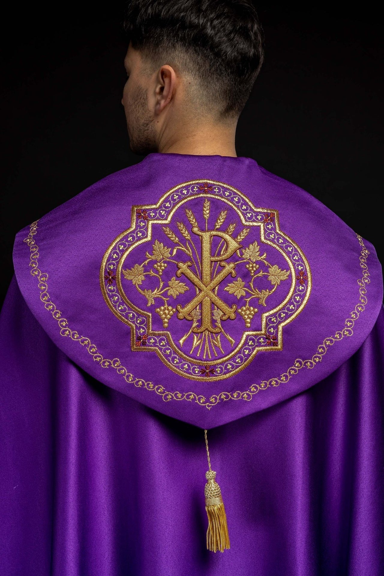 Kapa Eucharystyczna Fioletowa z Monogramem PX Haftowana - alba.pl