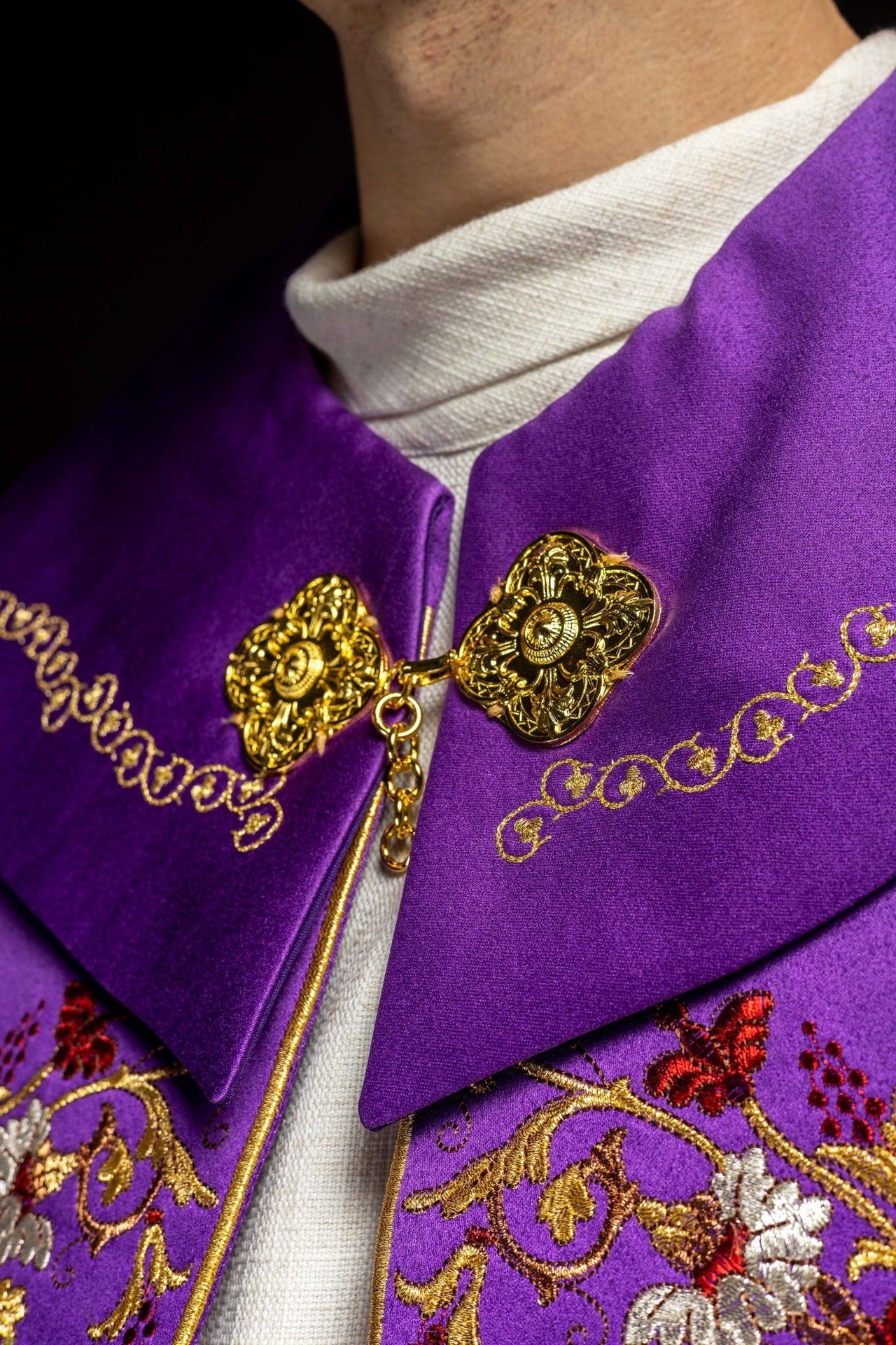 Kapa Eucharystyczna Fioletowa z Monogramem PX Haftowana - alba.pl