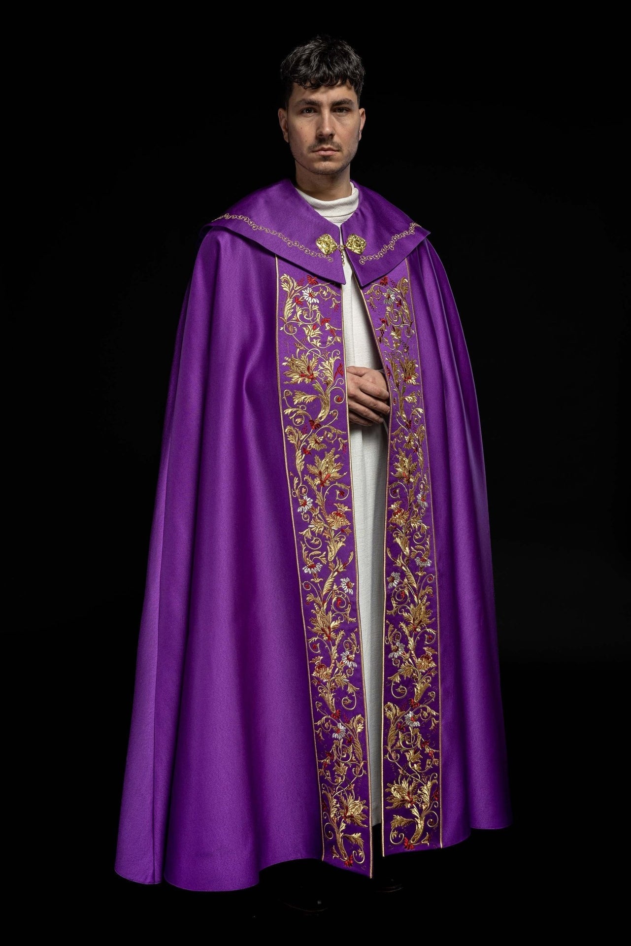 Kapa Eucharystyczna Fioletowa z Monogramem PX Haftowana - alba.pl