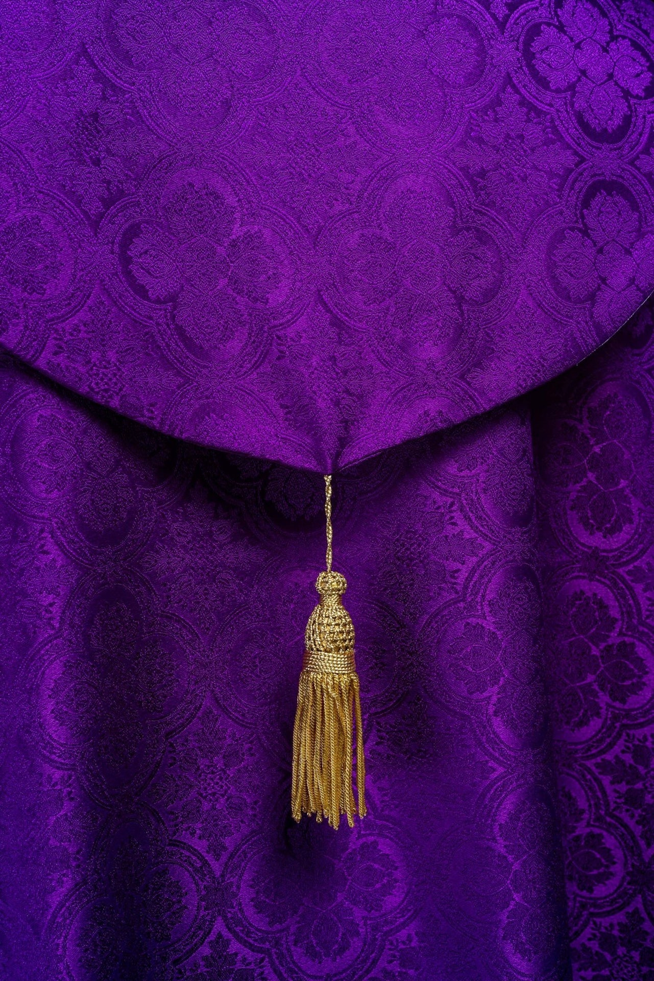 Kapa Liturgiczna Żakardowa Fioletowa - Brokatowy Wzór Roślinny - alba.pl
