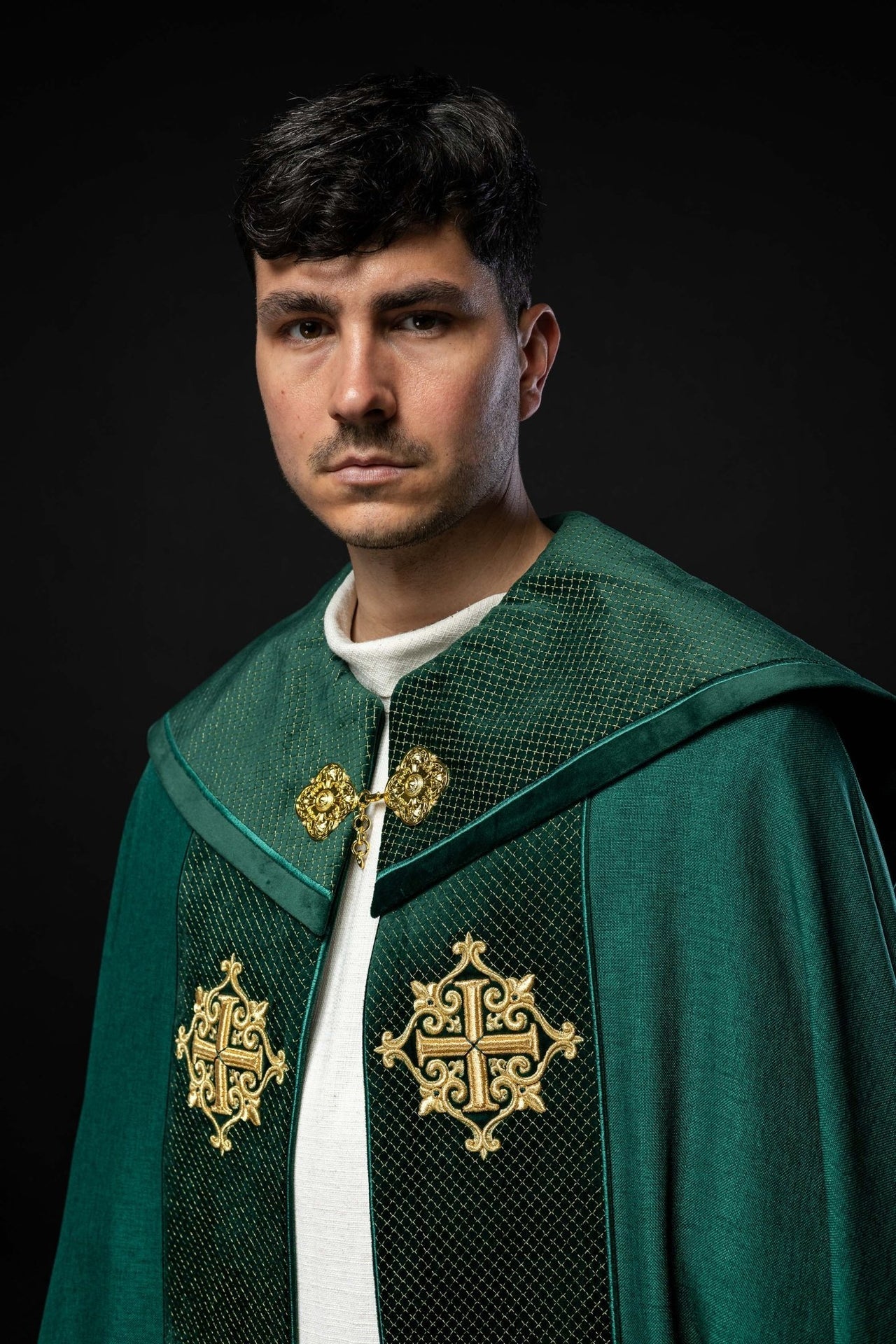 Kapa Liturgiczna Zielona Aksamit Haft Krzyży Stuła Polska Produkcja - alba.pl