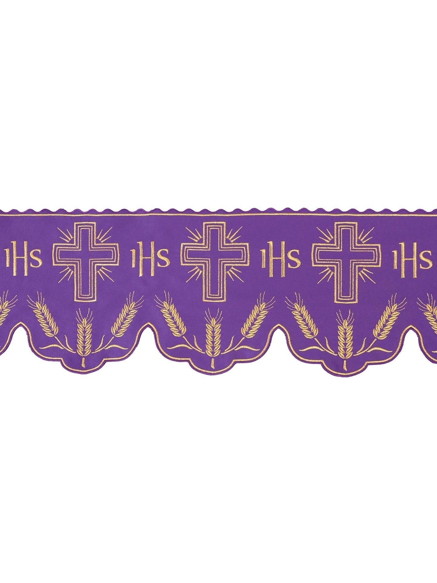 Koronka do obrusu ołtarzowego z Monogramem IHS Czerwony - Motyw Krzyża - alba.pl