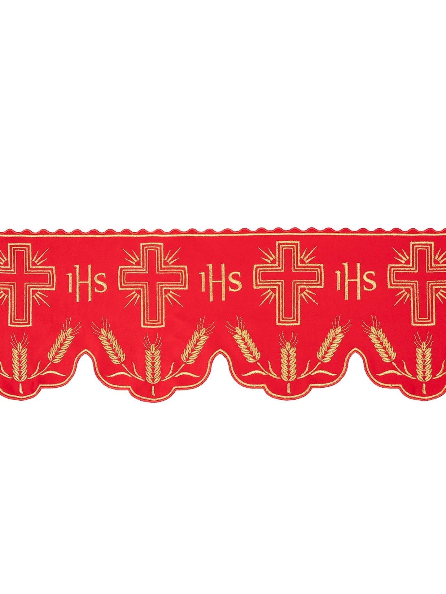 Metraż Liturgiczny Zielony IHS z Krzyżem - Haftowany Pas do Dekoracji - alba.pl
