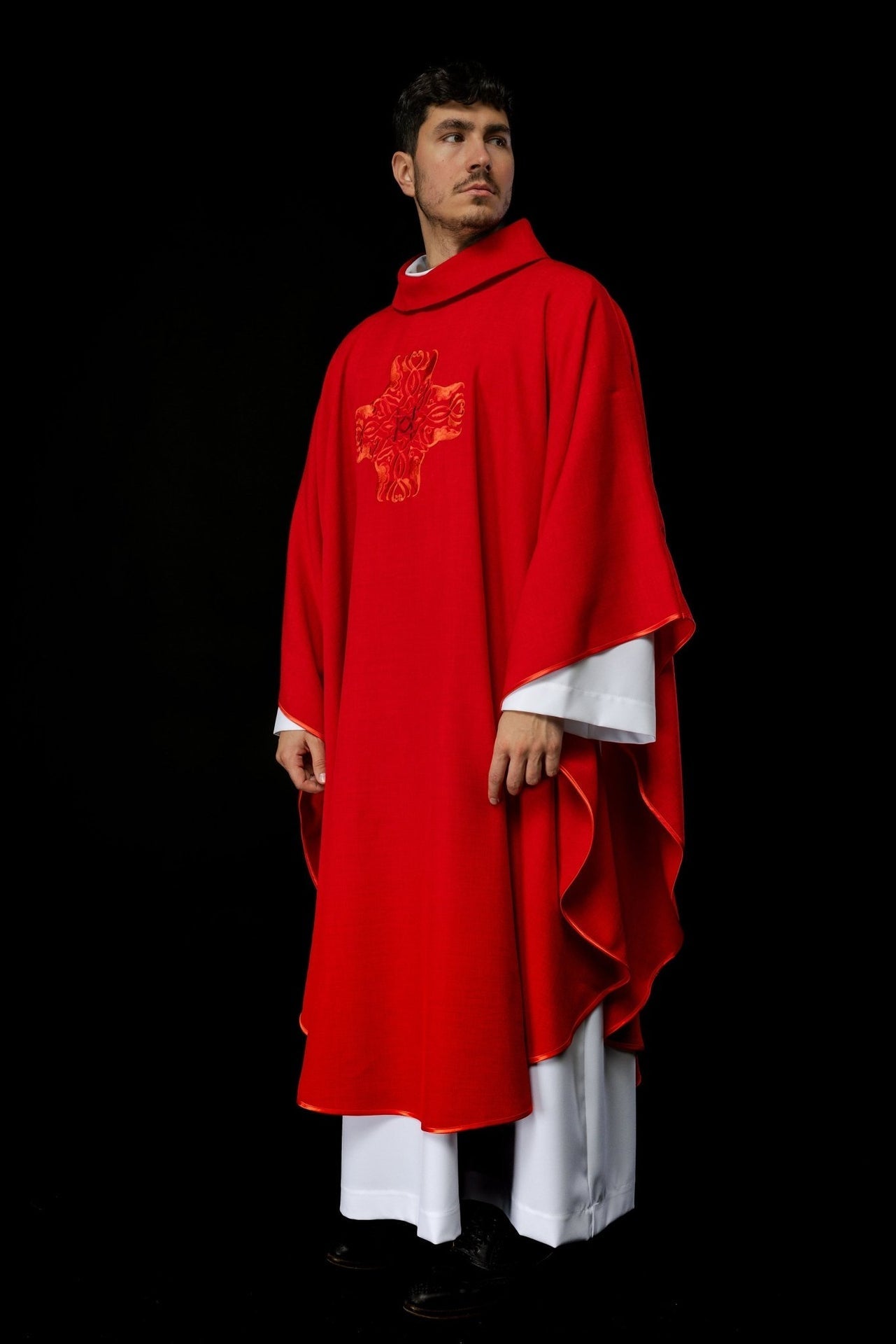 Ornat Czerwony Liturgiczny z Haftowanym Krzyżem - Alba.pl - alba.pl