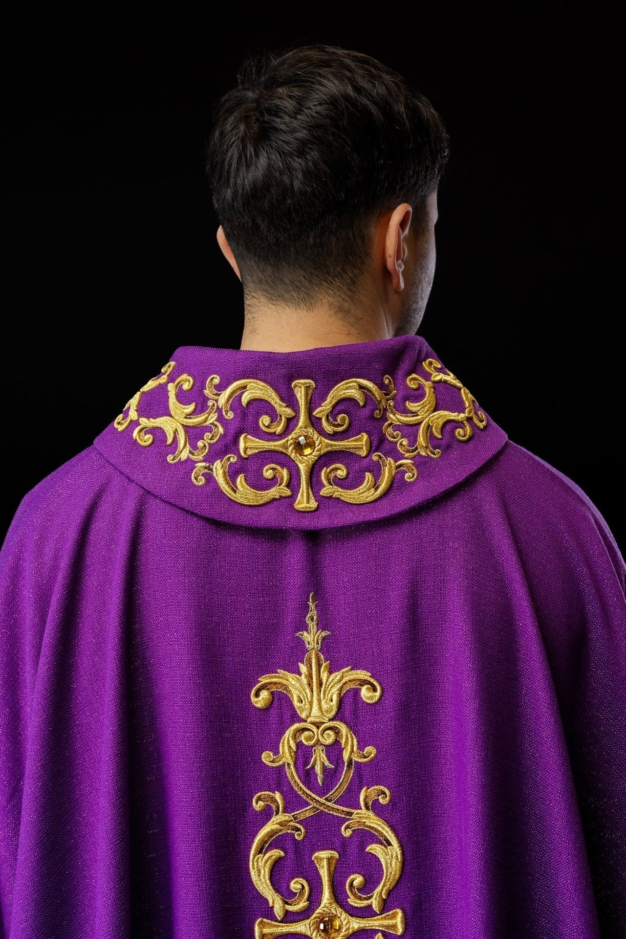 Ornat Fioletowy Liturgiczny z Haftem i Zdobieniami - Alba.pl - alba.pl