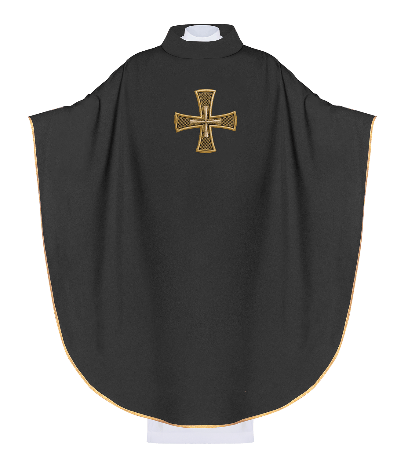 Ornat Liturgiczny Czarny IHS Haftowany Złotą Nicią - alba.pl