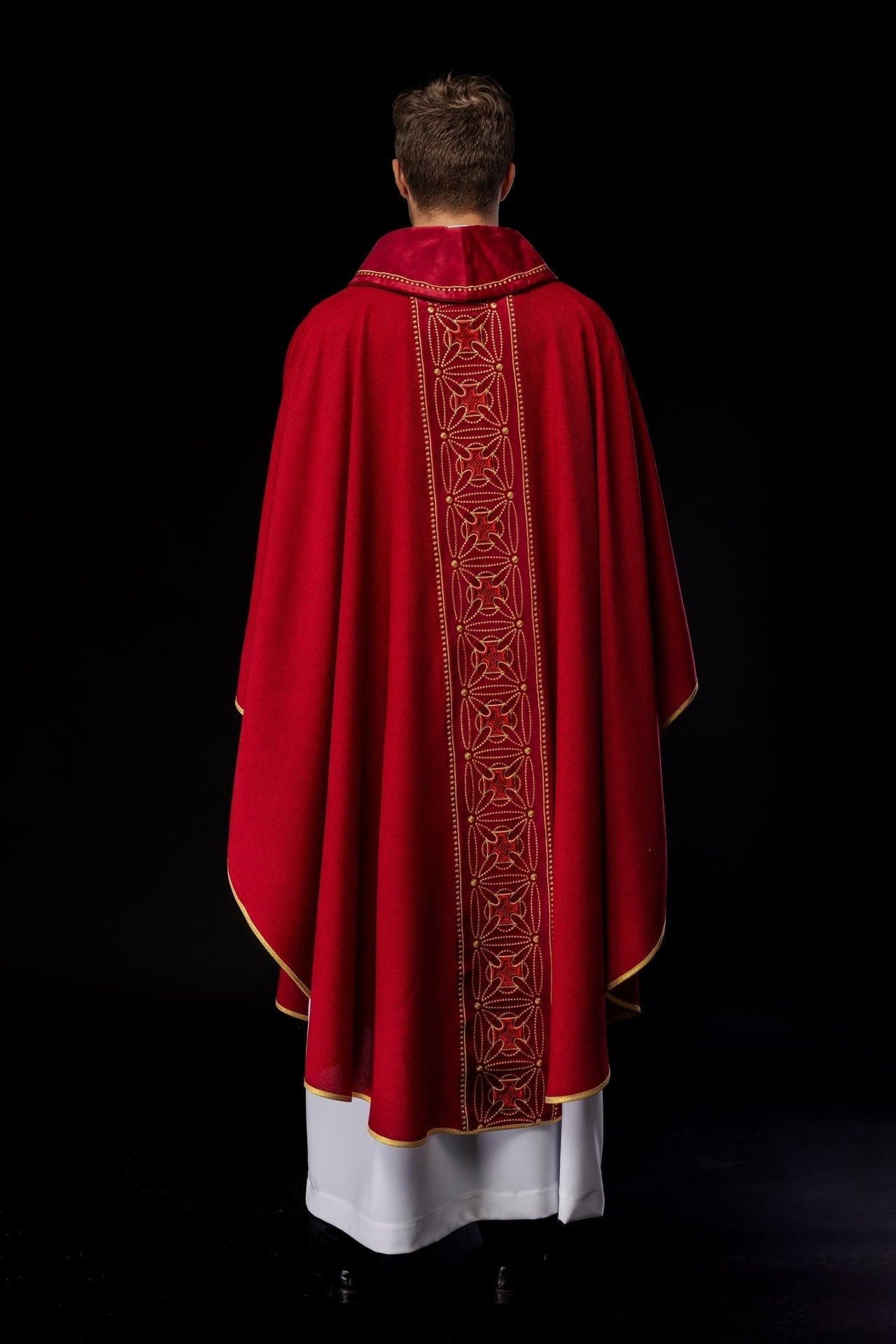Ornat Liturgiczny Czerwony z Krzyżami - Polski Produkt Premium - alba.pl