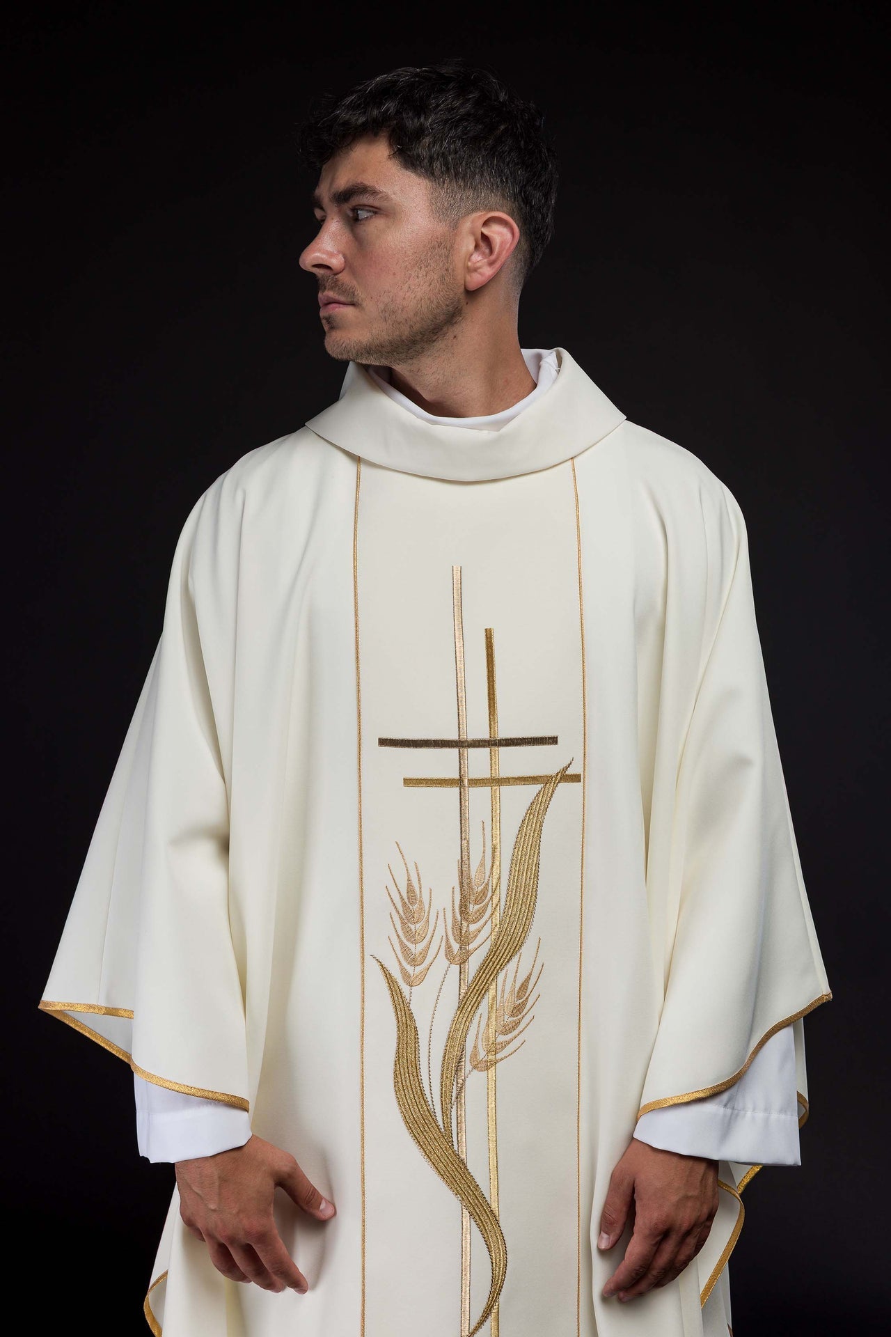 Ornat Liturgiczny Ecru Haft Krzyże i Kłosy - Polska Produkcja - alba.pl