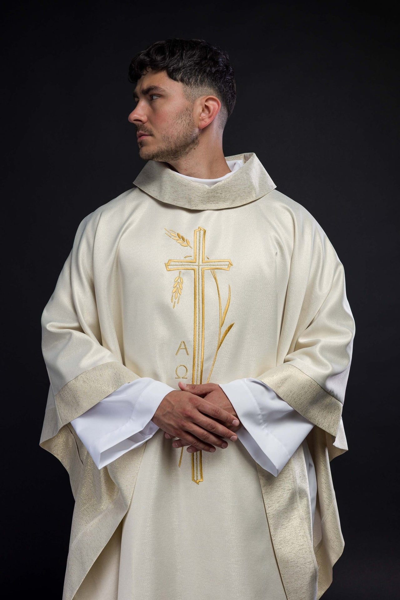 Ornat Liturgiczny Ecru z Krzyżem i Kłosem - Polski Producent - alba.pl