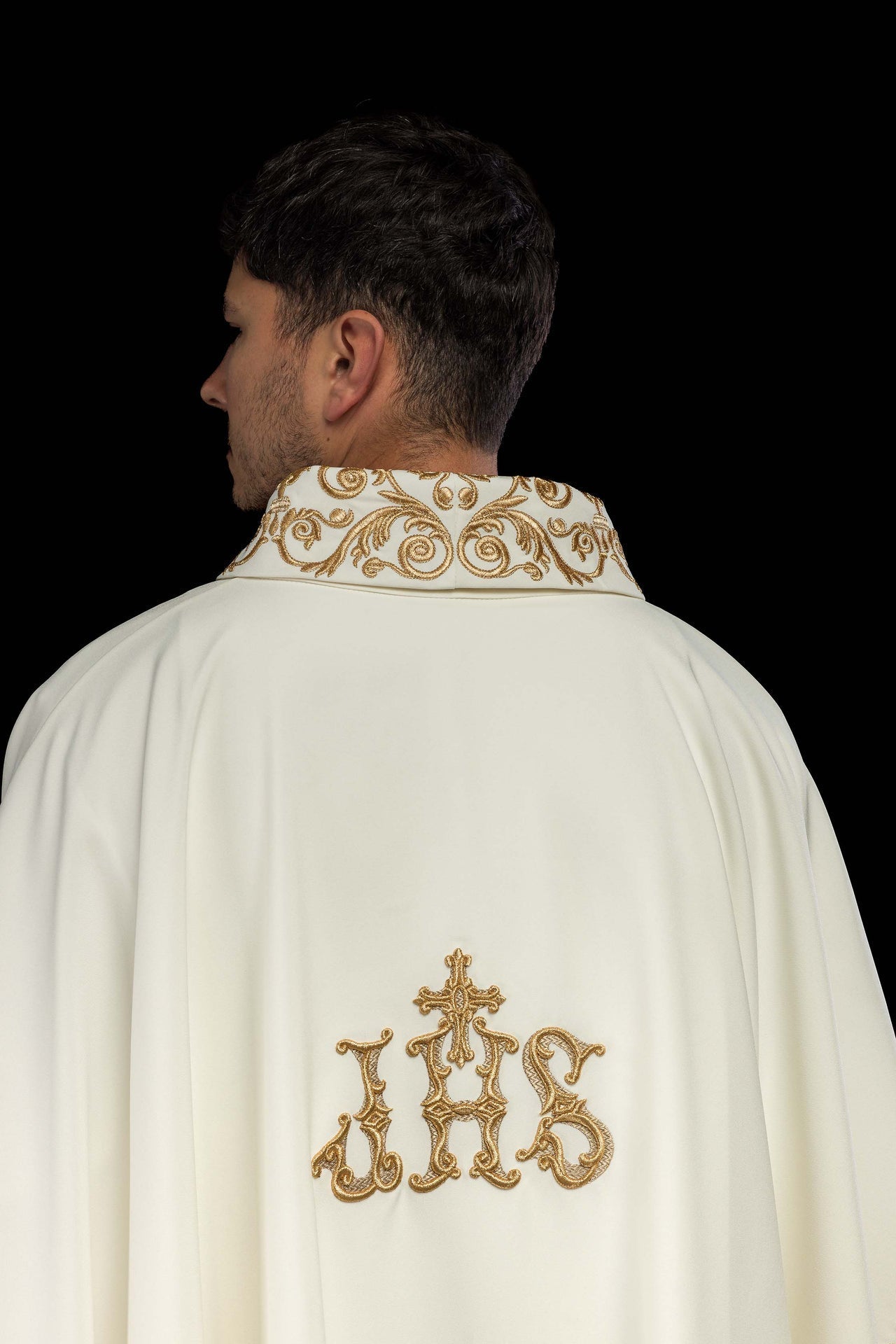 Ornat Liturgiczny IHS Zdobiony Złotą Lamówką - Polskie Rzemiosło - alba.pl