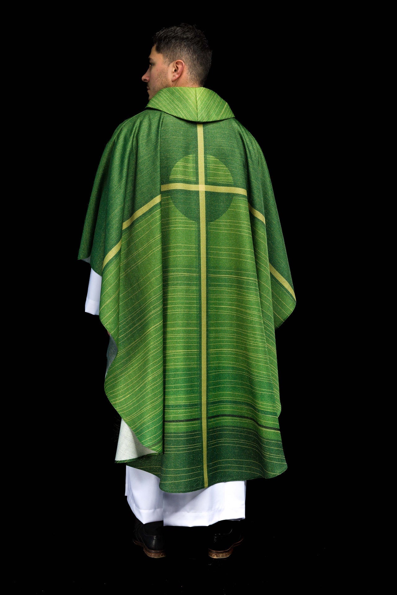 Ornat Liturgiczny Zielony Drukowany z Motywem Krzyża - alba.pl