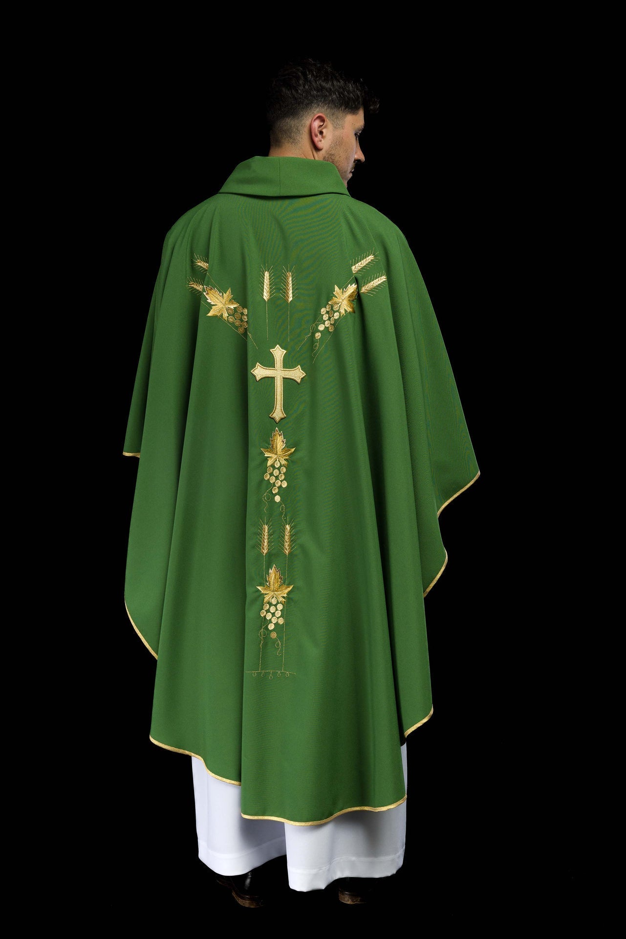 Ornat Liturgiczny Zielony Haft IHS Winogrona - Polski Producent - alba.pl