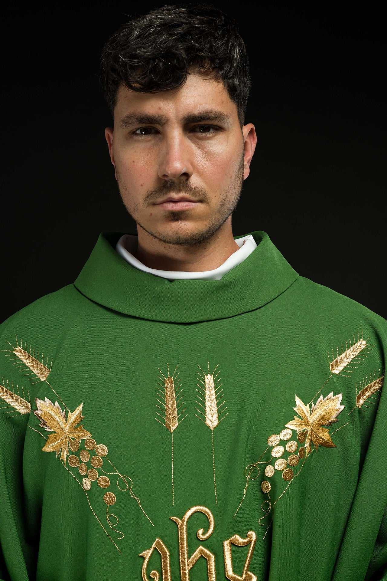 Ornat Liturgiczny Zielony Haft IHS Winogrona - Polski Producent - alba.pl