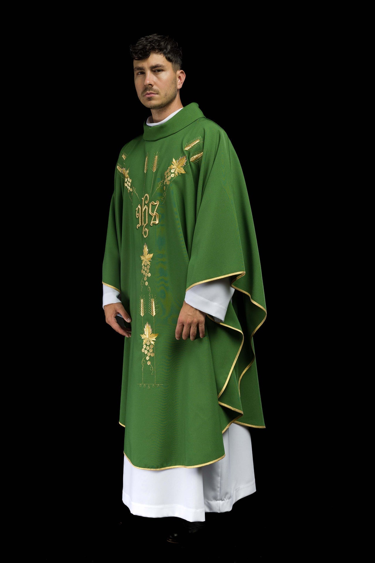 Ornat Liturgiczny Zielony Haft IHS Winogrona - Polski Producent - alba.pl