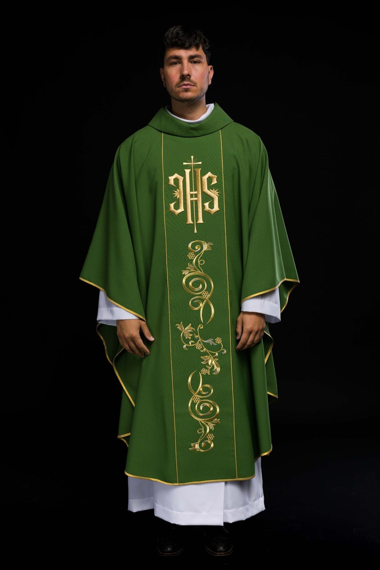 Ornat Liturgiczny Zielony IHS Złoty Haft - Polska Produkcja - alba.pl