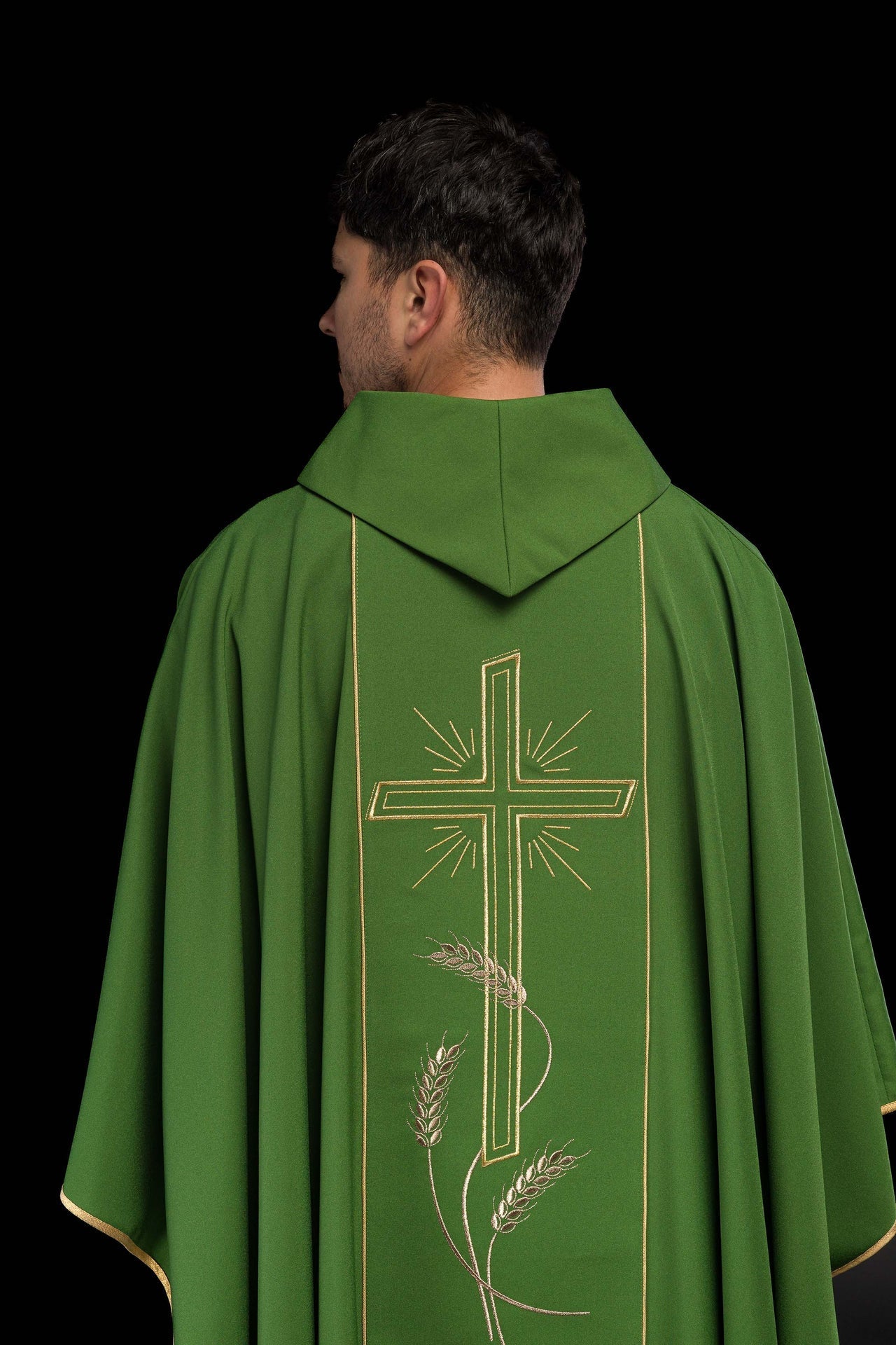 Ornat Liturgiczny Zielony Krzyż IHS Złoty Pas - Alba.pl - alba.pl