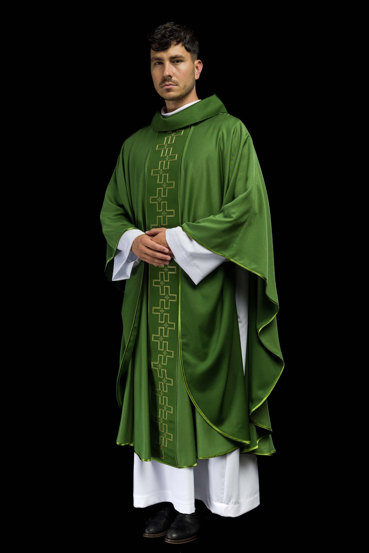 Ornat Liturgiczny Zielony z Haftem Krzyży - Polska Produkcja - alba.pl