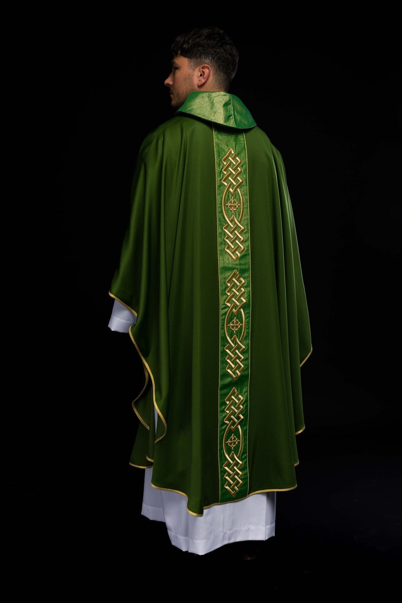Ornat Liturgiczny Zielony z Haftowanym Pasem Krzyży - alba.pl