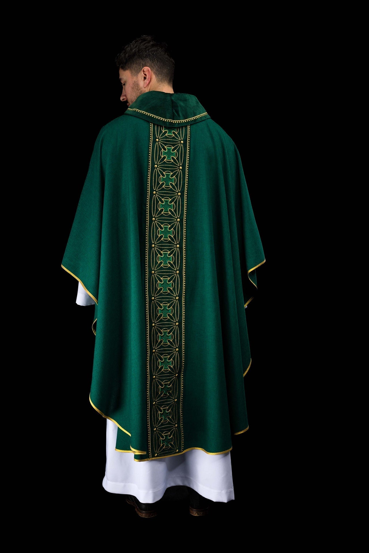Ornat Liturgiczny Zielony z Pasem w Krzyże - Polska Produkcja - alba.pl