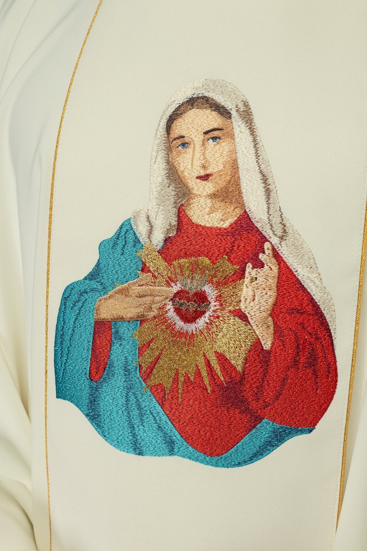 Ornat Liturgiczny Złoty z Haftem Serca Maryi - Polski Produkt - alba.pl