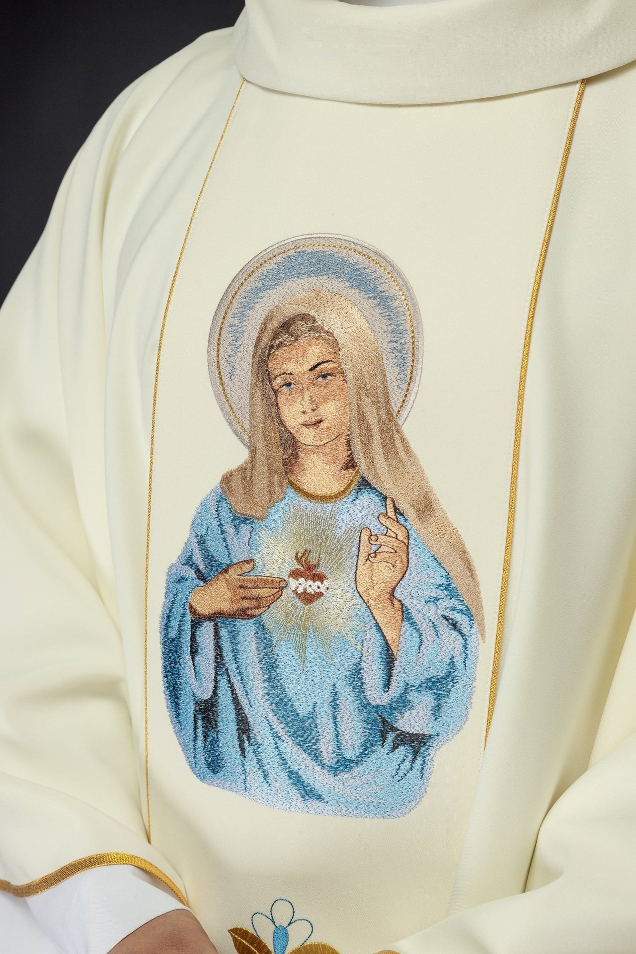 Ornat Maryjny Haftowany Złotem Serce Maryi Stuła - alba.pl