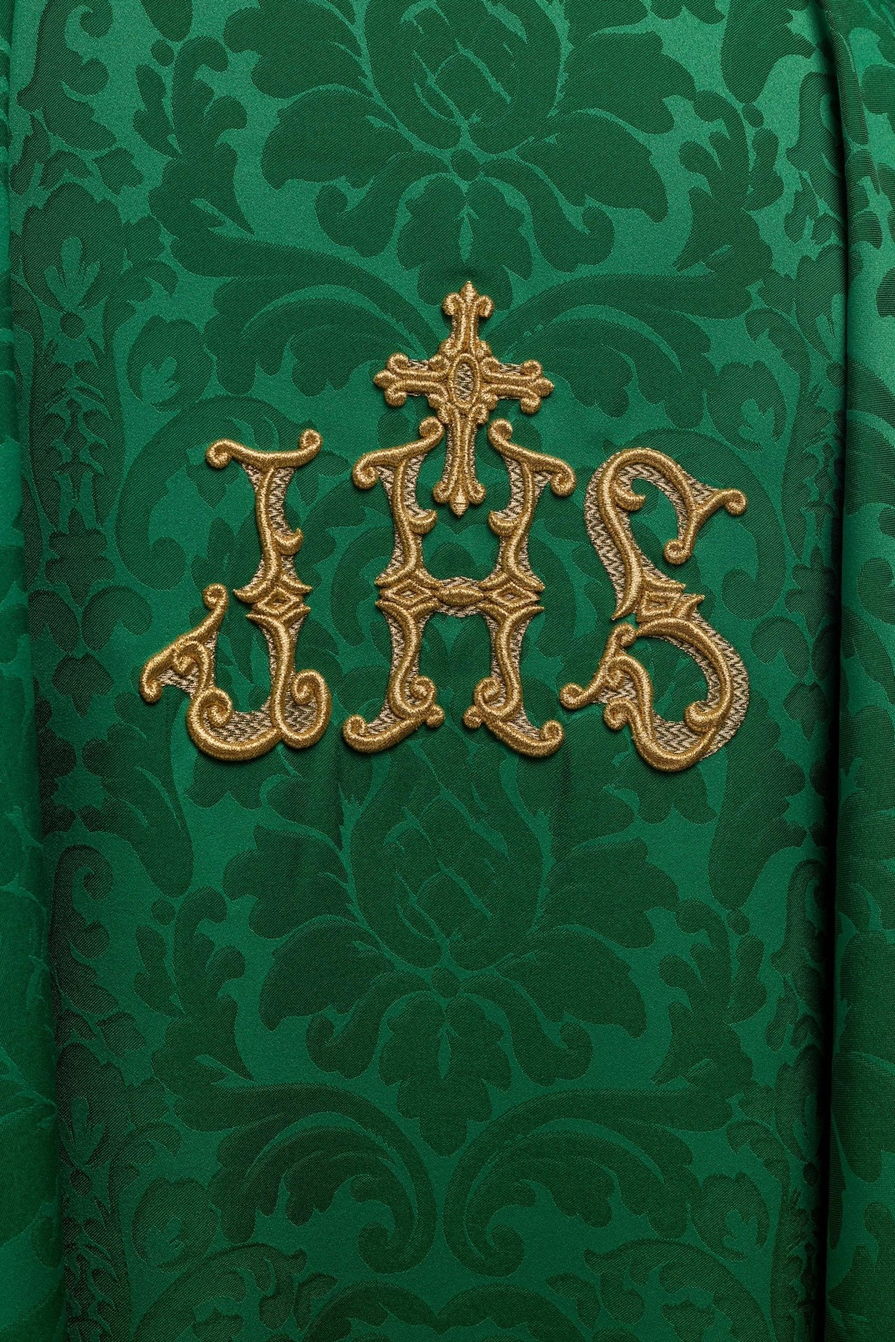 Ornat Zielony IHS Złoty Haft - Elegancki Kołnierz Polska Produkcja - alba.pl