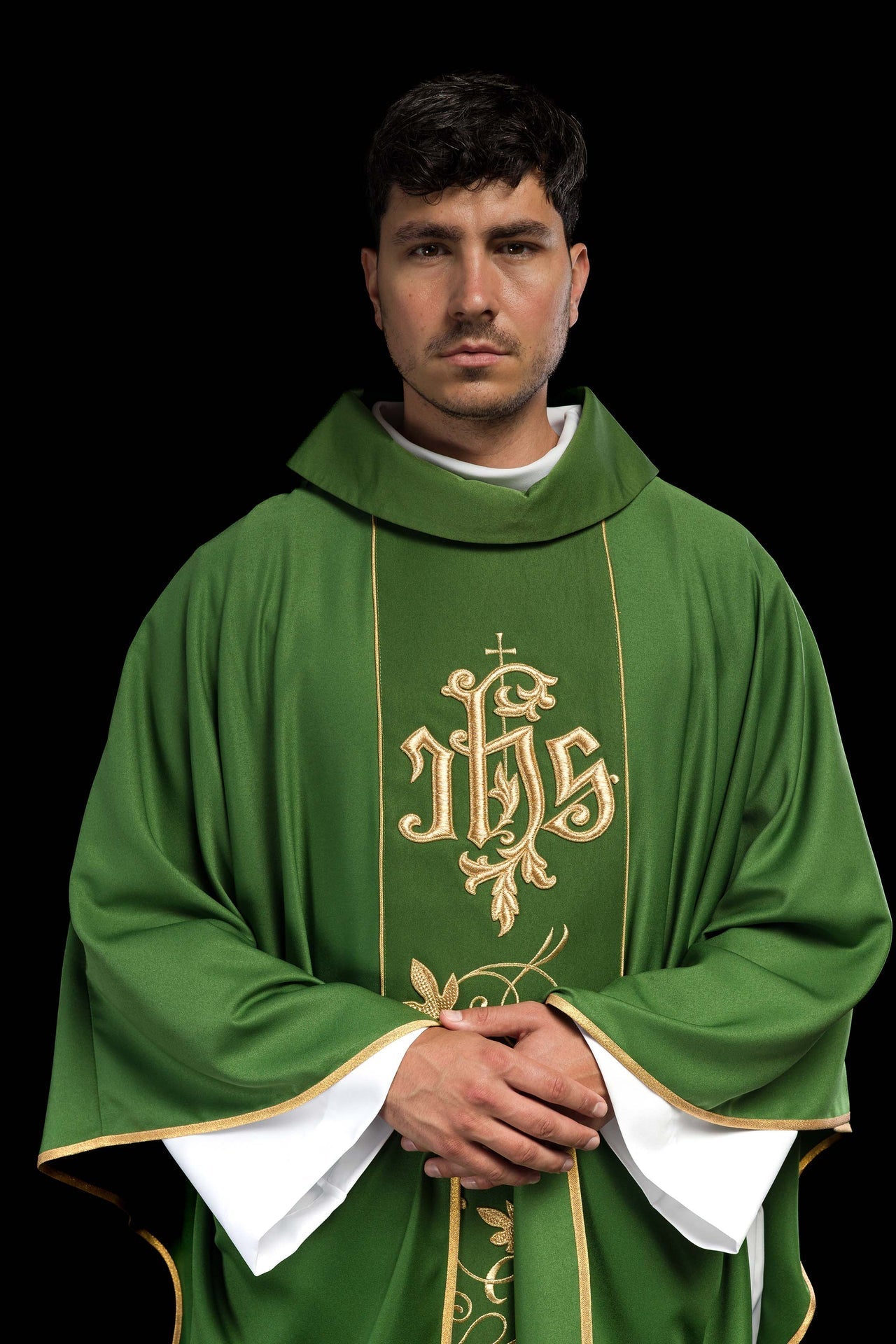 Ornat Zielony Liturgiczny z Haftowanym Pasem IHS - Polski Produkt - alba.pl