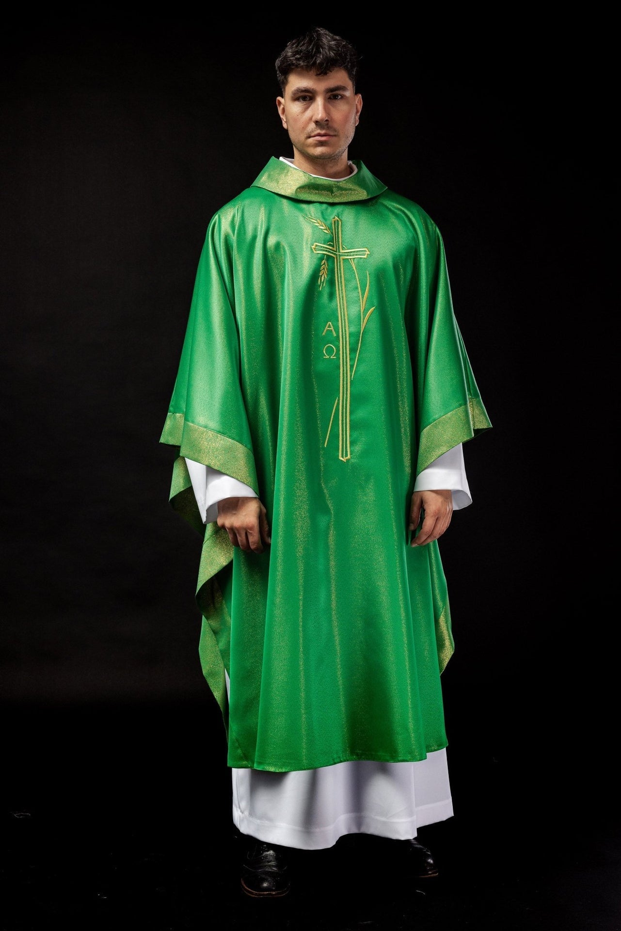 Ornat Zielony z Krzyżem i Kłosem - Polski Wyrób Liturgiczny - alba.pl