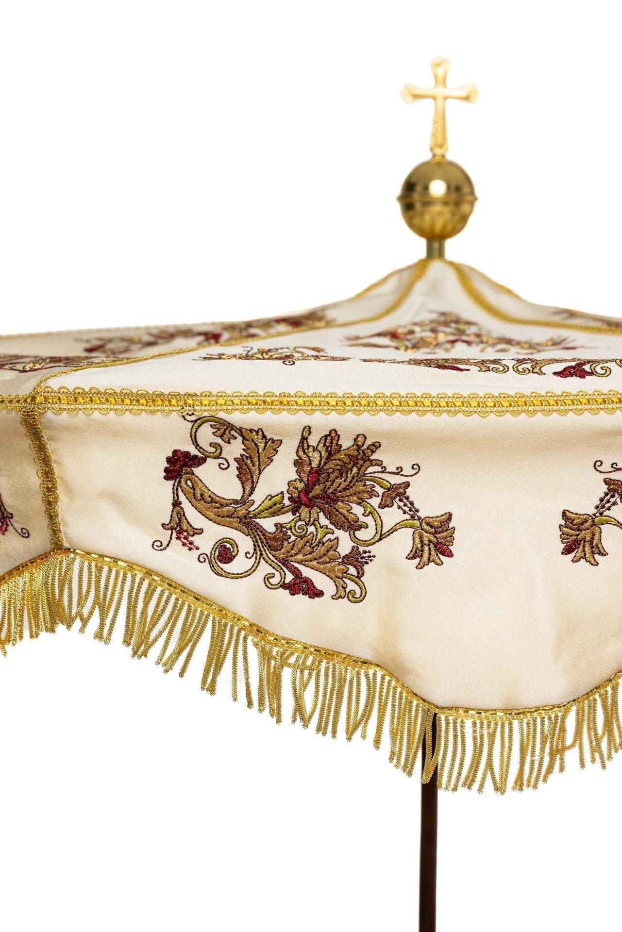 Parasol Procesyjny Lekki Drewniany - Bordowo Ecru - alba.pl