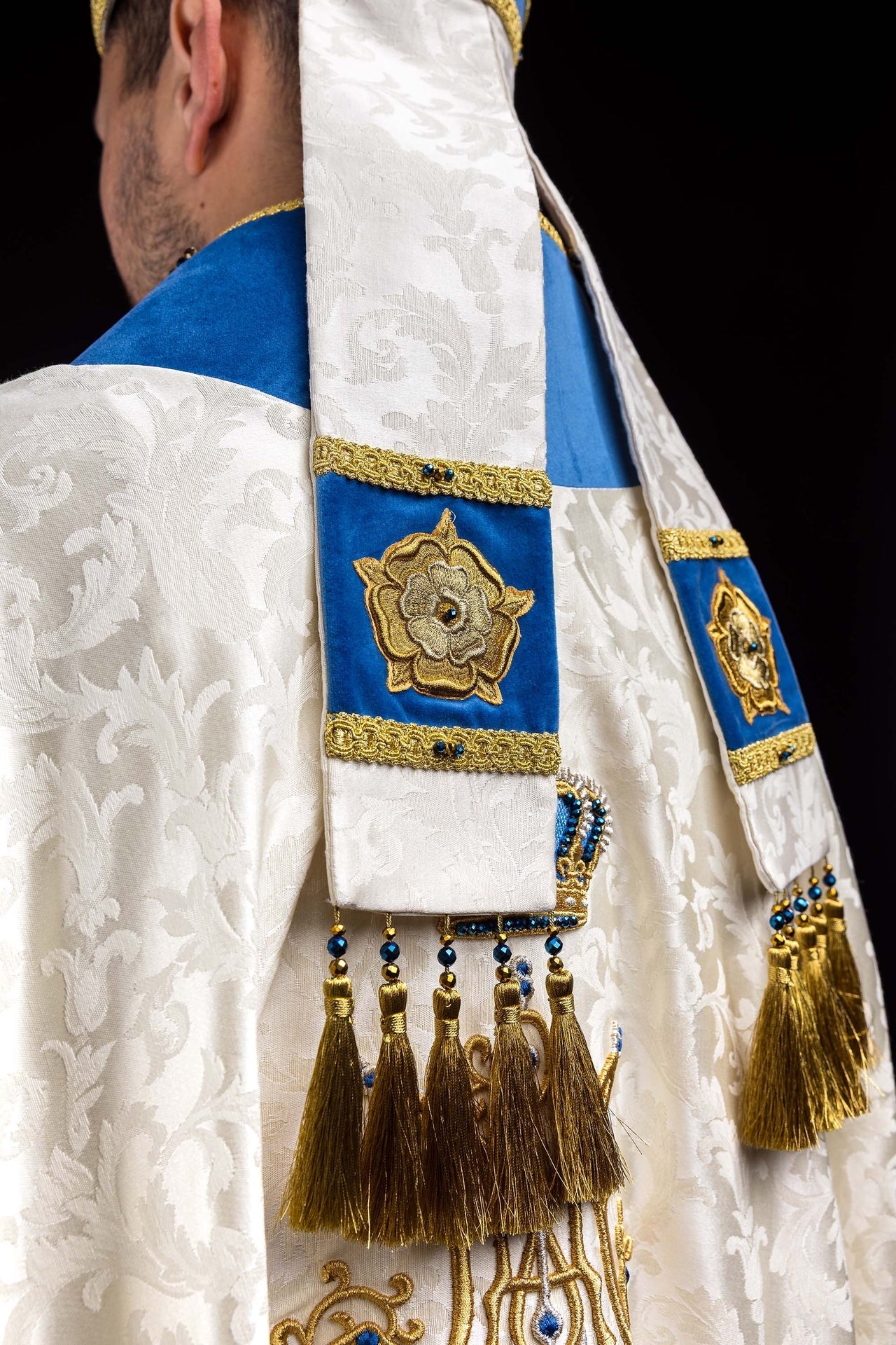 Ręcznie wykonana mitra maryjna z naturalnymi kamieniami Handmade 9006 - alba.pl