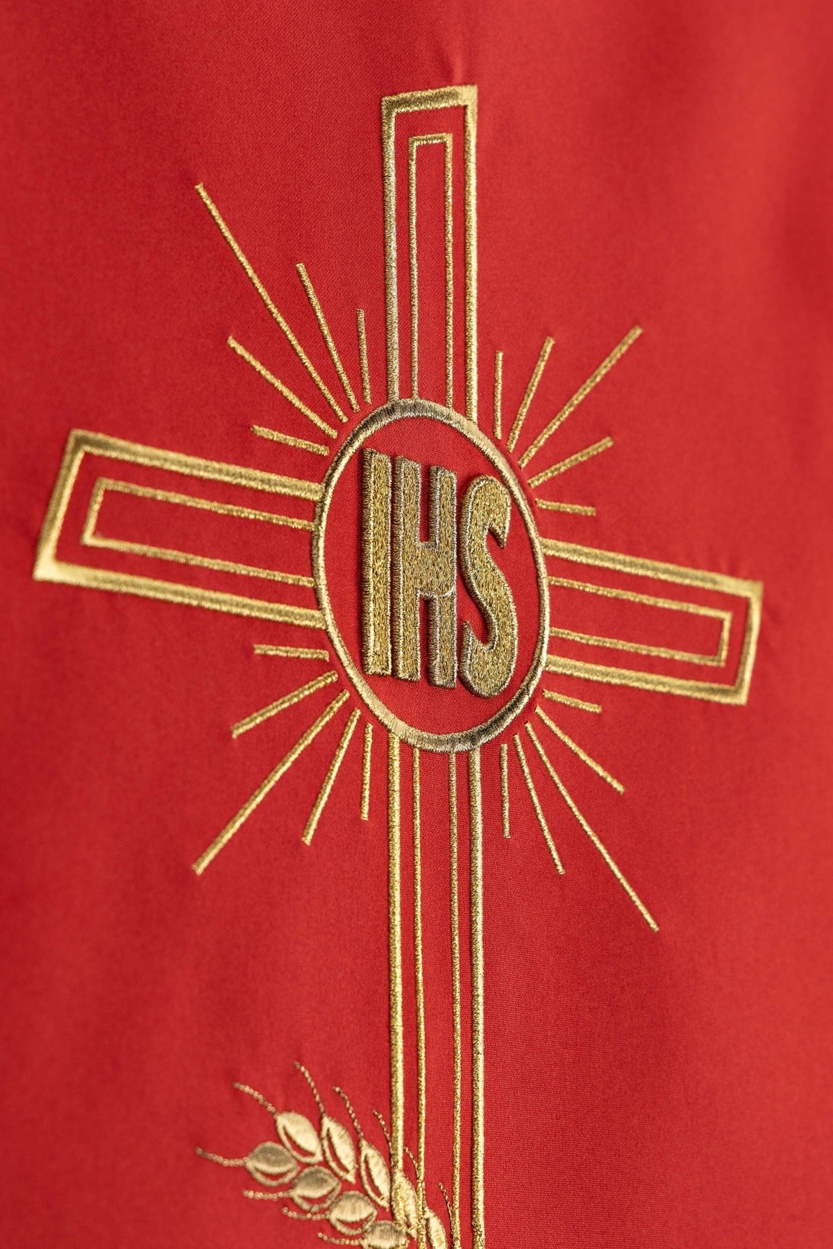 Serweta Liturgiczna Czerwona na Lektorium Haft Krzyż IHS - alba.pl