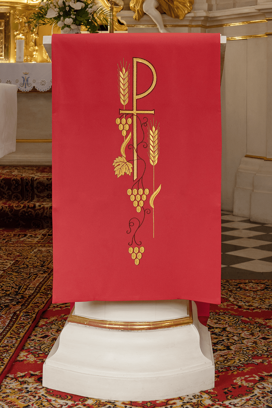 Serweta Liturgiczna Czerwona na Lektorium z Haftem PAX - alba.pl