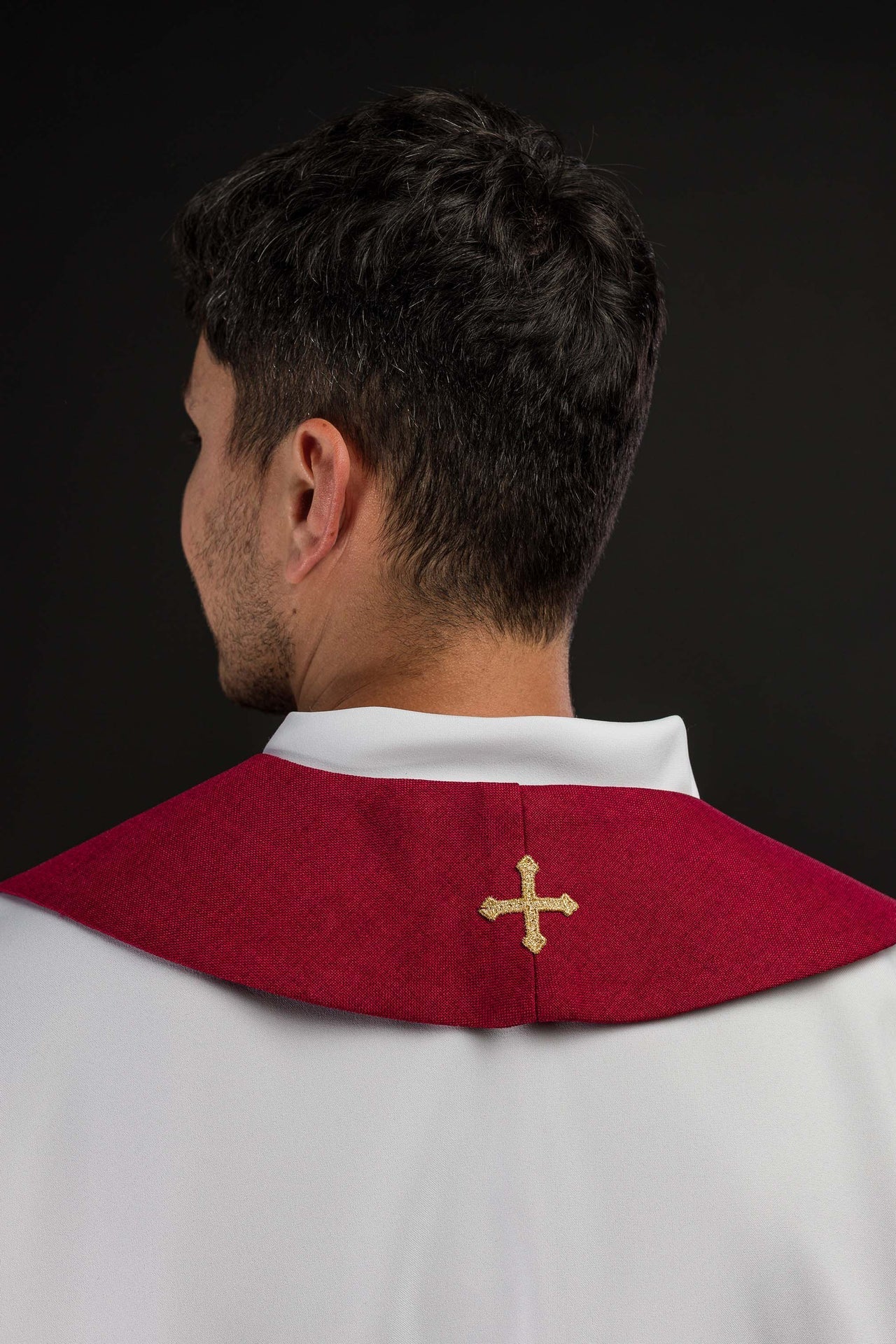 Stuła Aksamitna Haftowana IHS Czerwona Liturgiczna - alba.pl