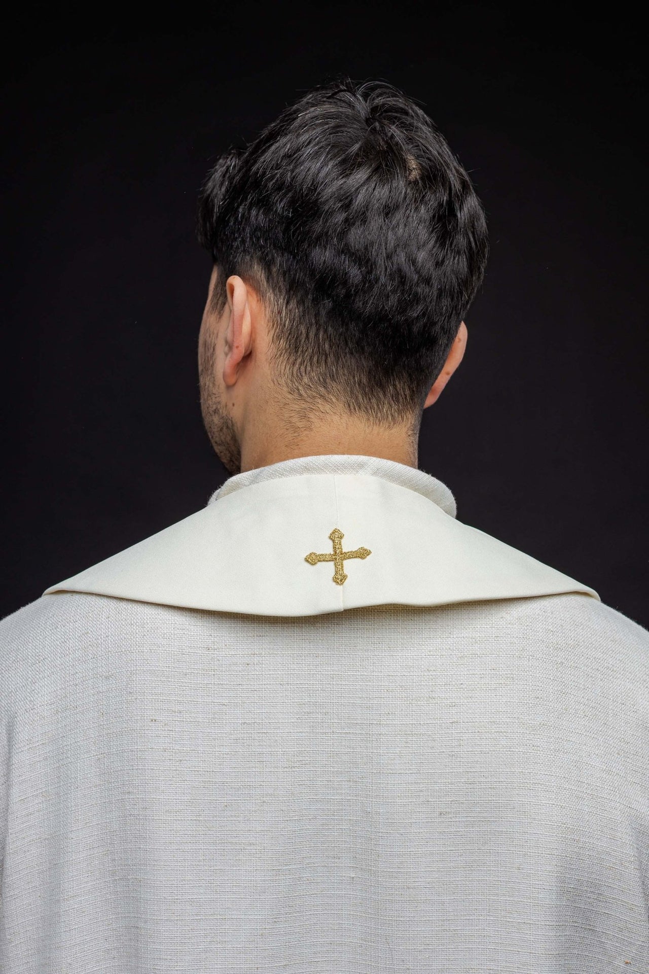 Stuła Haftowana IHS i Kielich Ecru - Liturgiczna Elegancja - alba.pl