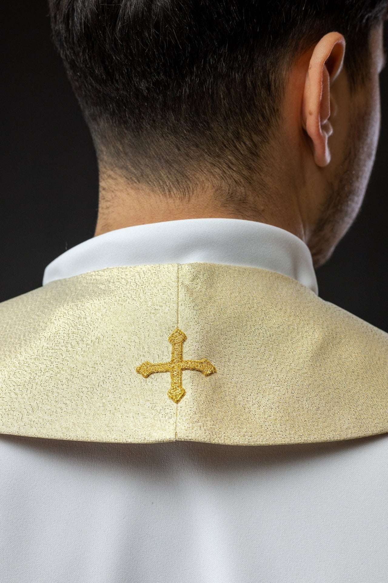 Stuła Kapłańska Ecru z Bogatym Haftem Liturgicznym - alba.pl