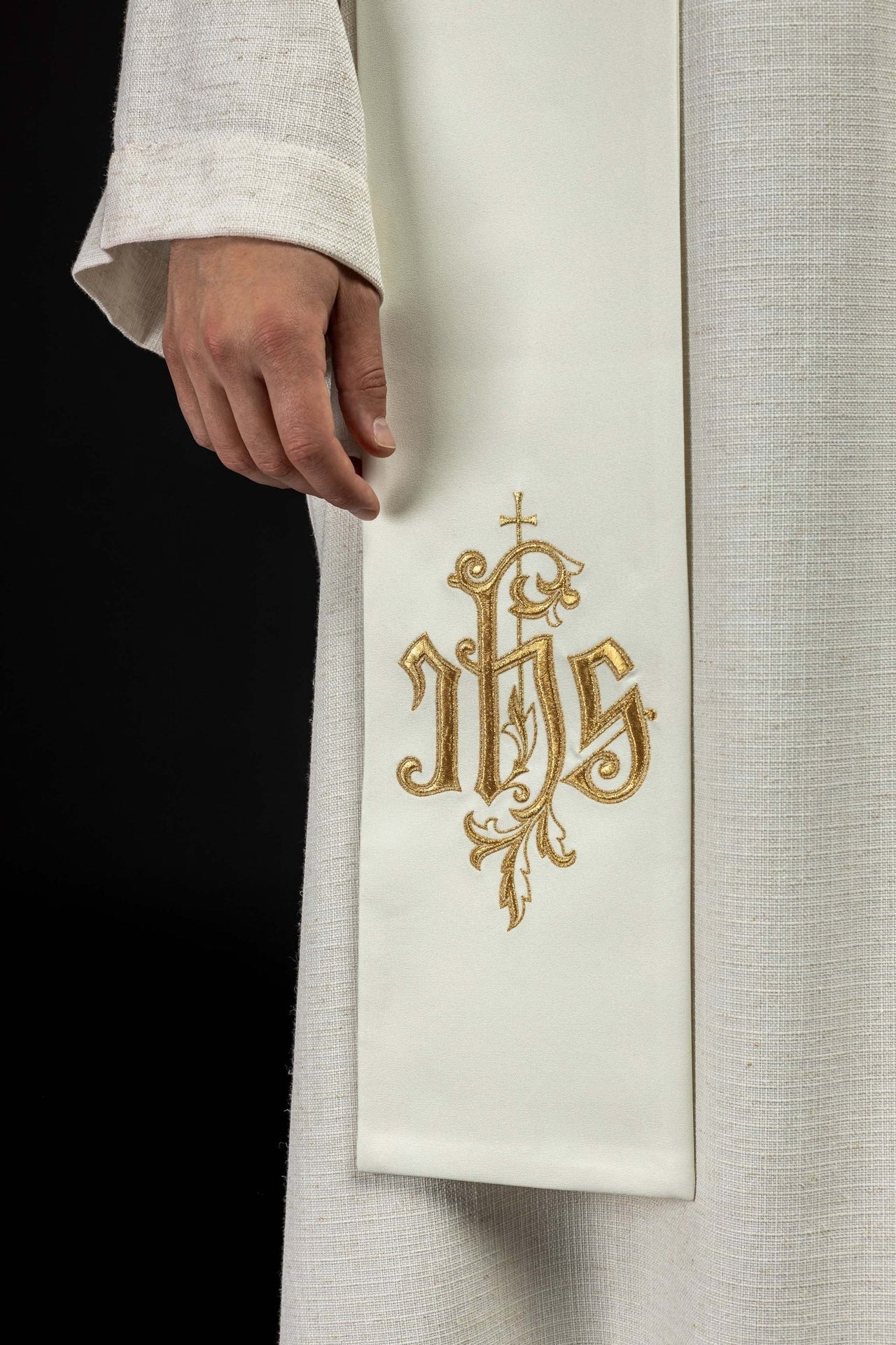 Stuła Kapłańska Haftowana IHS Znak Eucharystii - alba.pl