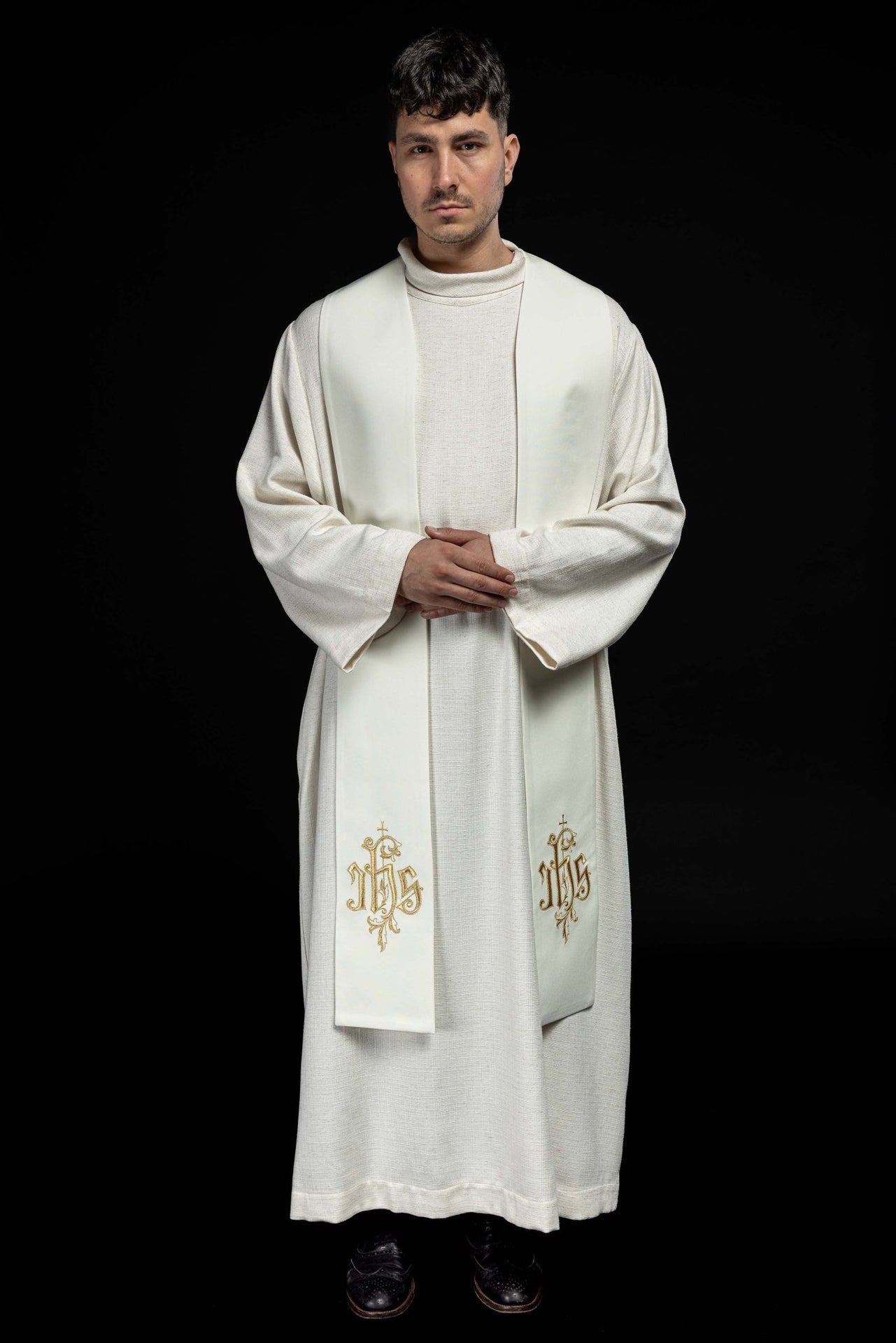 Stuła Kapłańska Haftowana IHS Znak Eucharystii - alba.pl