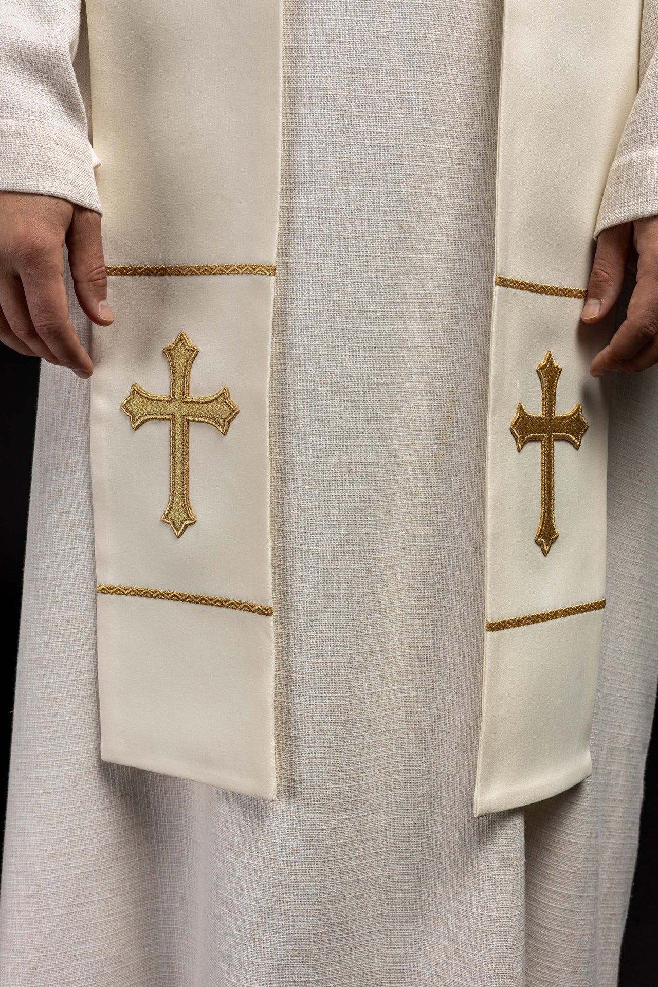 Stuła Kapłańska Jezus Miłosierny Ecru Haftowana - Wyjątkowa - alba.pl